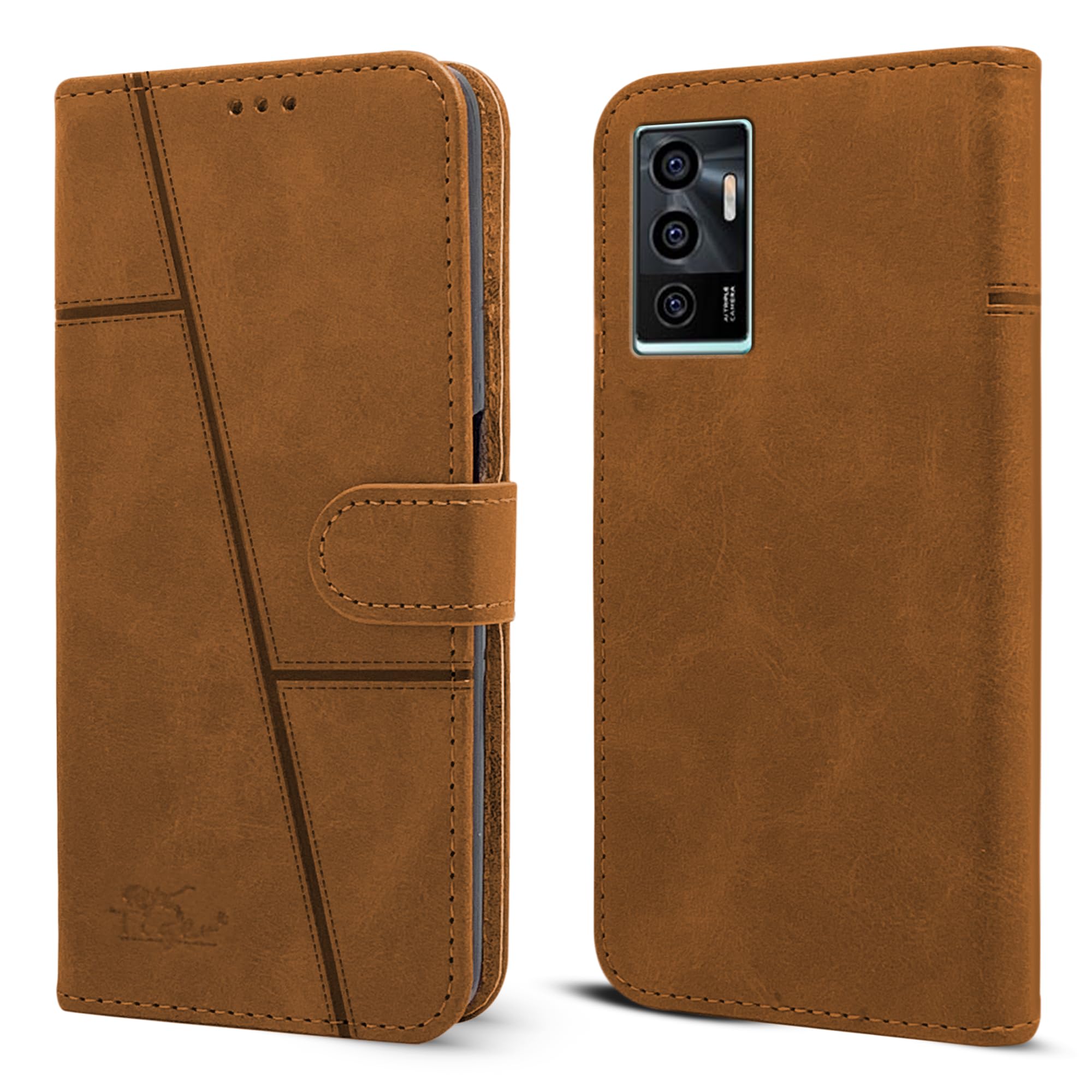 For Vivo V23e 4G | 5G Flip Cover Case (Stitched Leather with Magnetic Closure)