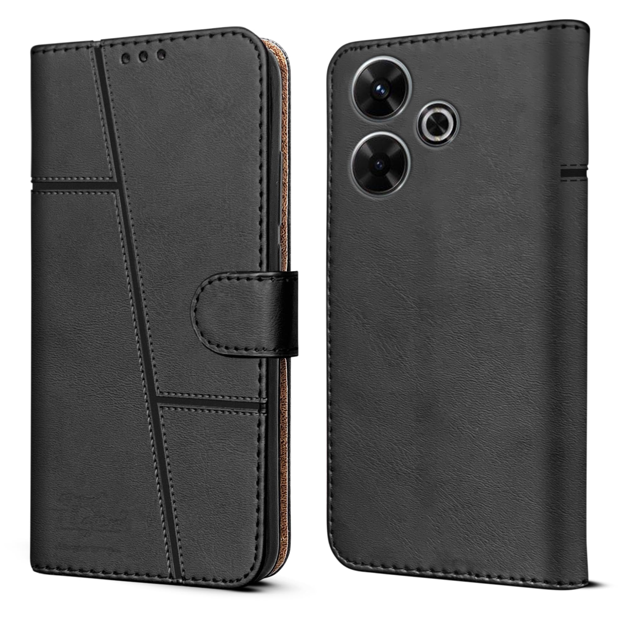 For Xiaomi Mi Redmi 13 4G | 5G Flip Cover Case (Stitched Leather with Magnetic Closure)