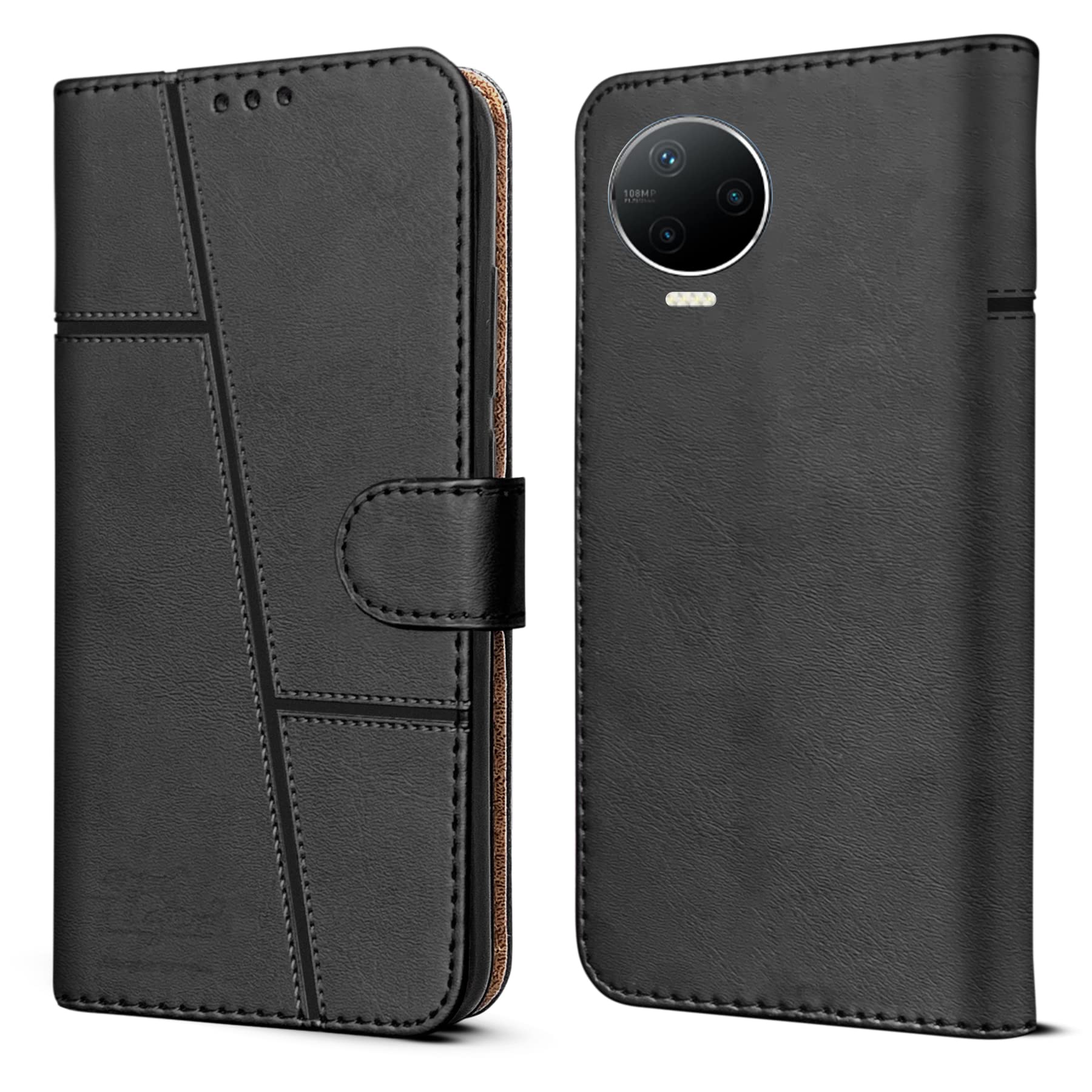 For Infinix Note 12 Pro Flip Cover Case (Stitched Leather Finish | Magnetic Closure | Inner TPU | Foldable Stand | Wallet Card Slots)