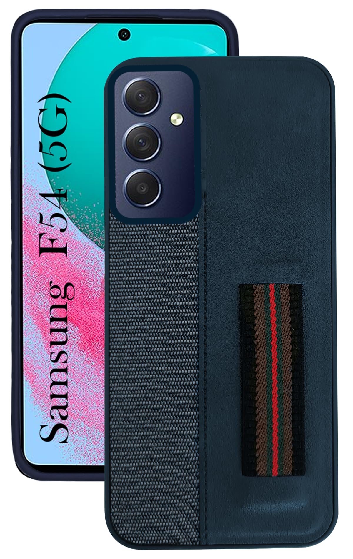 For Samsung Galaxy F54 5G Back Cover Case (Professional PU Leather | Strip Chain Holder Socket)