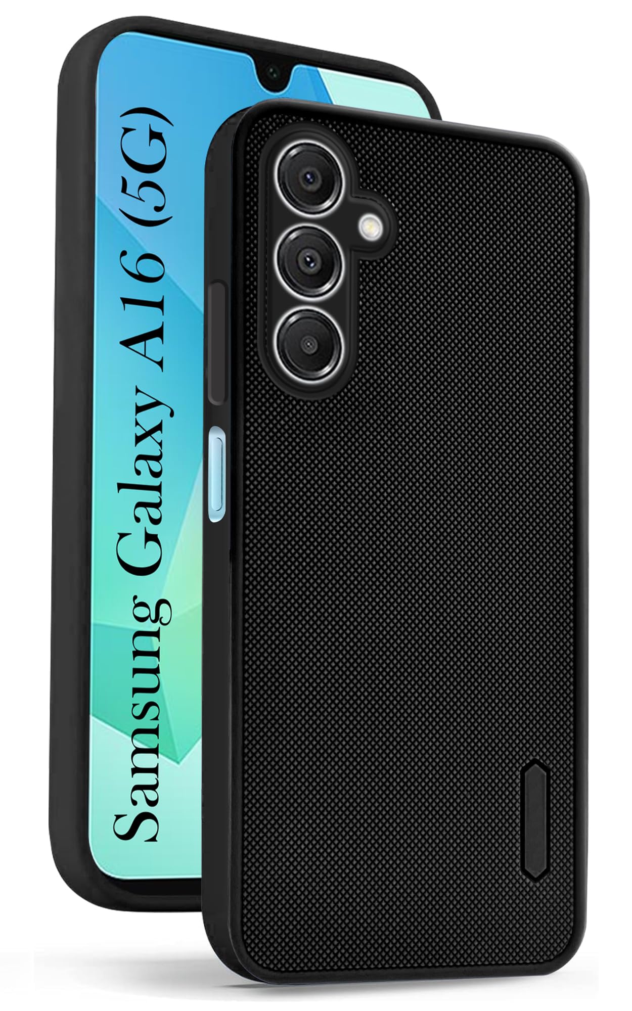 For Samsung Galaxy A16 5G Back Cover Case (Textured Grip Design | Micro-Fiber Cloth Inside | Slim and Light Weight | Soft Touch and Feel | Black)