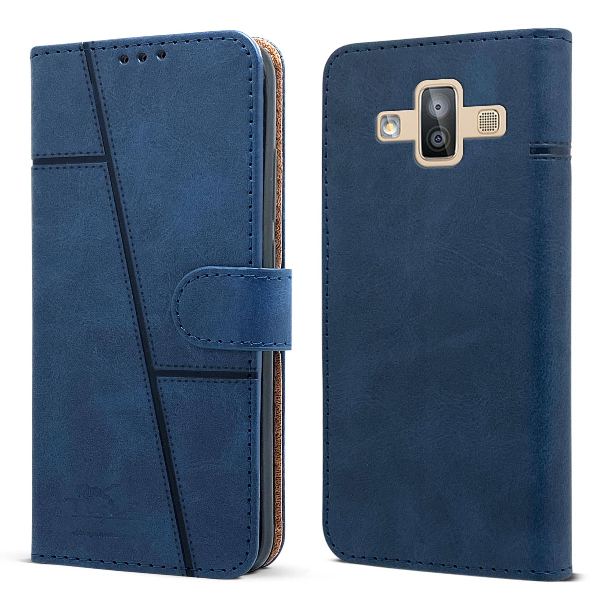 For Samsung Galaxy J7 Duo Flip Cover Case ( Stitched Leather with Magnetic Closure)