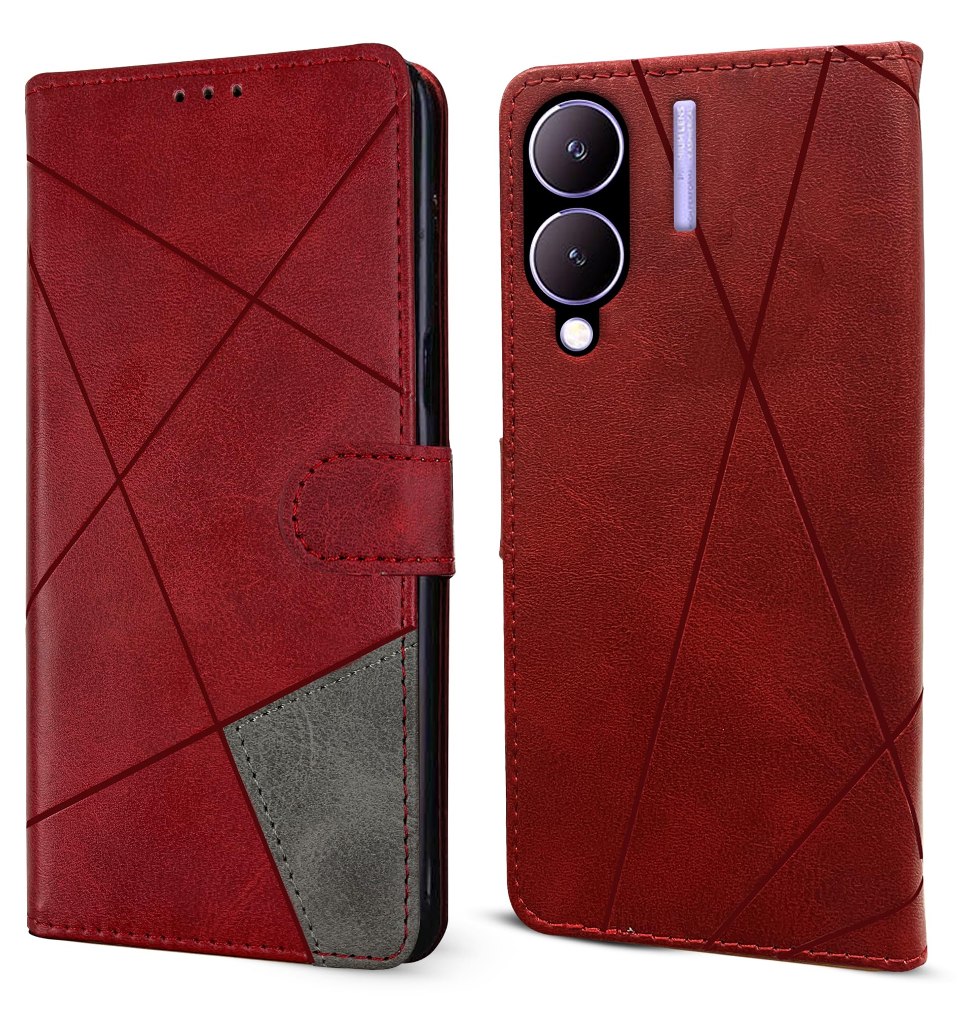 For Vivo Y17s Flip Cover Case (Professional Dual Stitch Leather Elegant Finish)