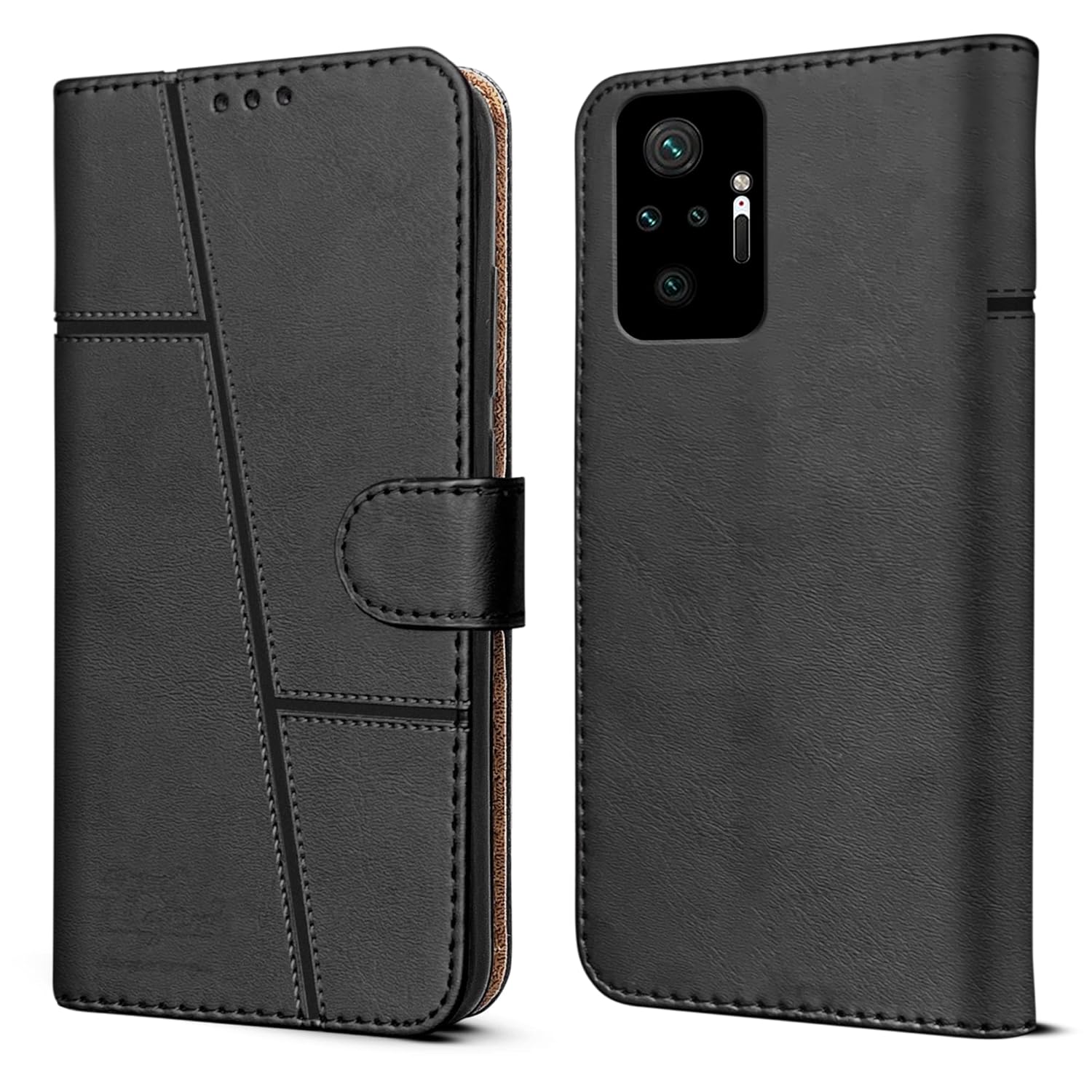 For Xiaomi Mi Redmi Note 10 Pro | 10 Pro Max Flip Case Cover (Stitched Leather with Magnetic Closure)