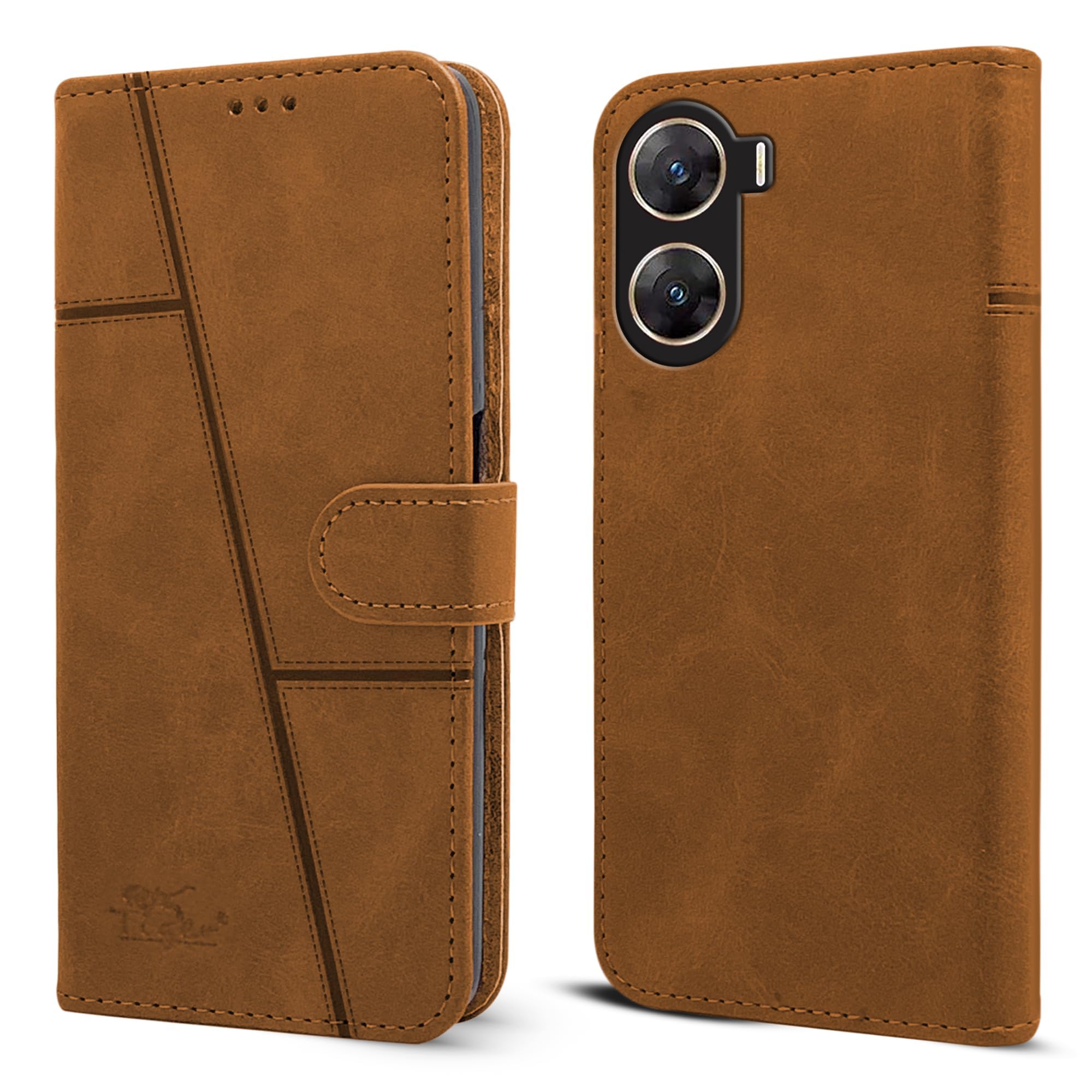 For Vivo V29e 5G Flip Case Cover ( Stitched Leather with Magnetic Closure)
