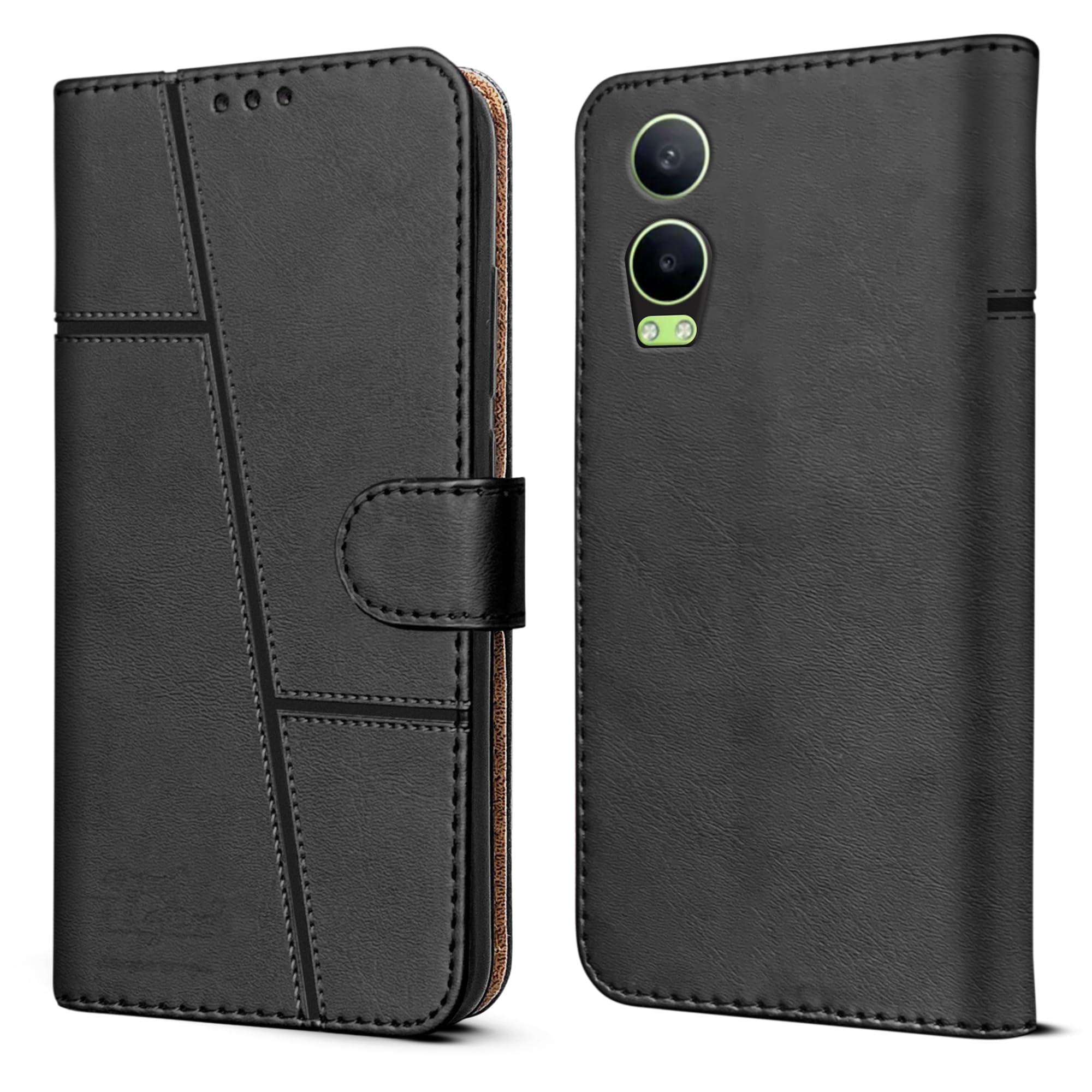 For OnePlus Nord CE Lite Flip Cover Case (Stitched Leather with