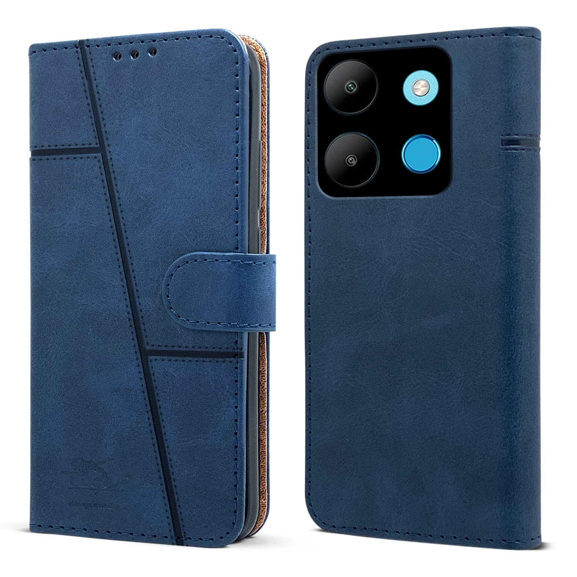 For Infinix Smart 7 (India) Flip Cover Case (Stitched Leather Finish | Magnetic Closure | Inner TPU | Foldable Stand | Wallet Card Slots)