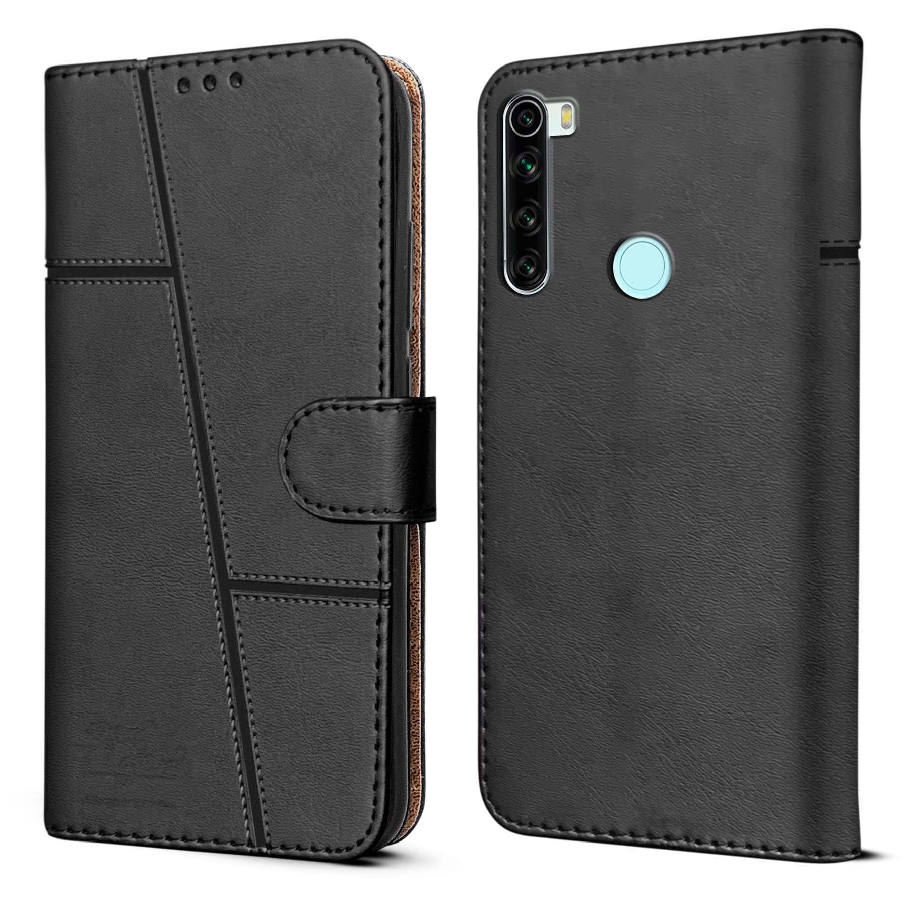 For Xiaomi Mi Redmi Note 8 Flip Cover Case (Stitched Leather Finish | Magnetic Closure | Inner TPU | Foldable Stand | Wallet Card Slots)