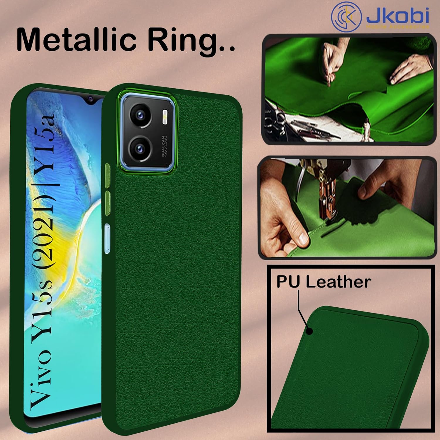 For Vivo Y15s (2021) | Y15A 2021 Back Cover Case (Minimalist Professional Leather | Shockproof Metal Camera Protection)