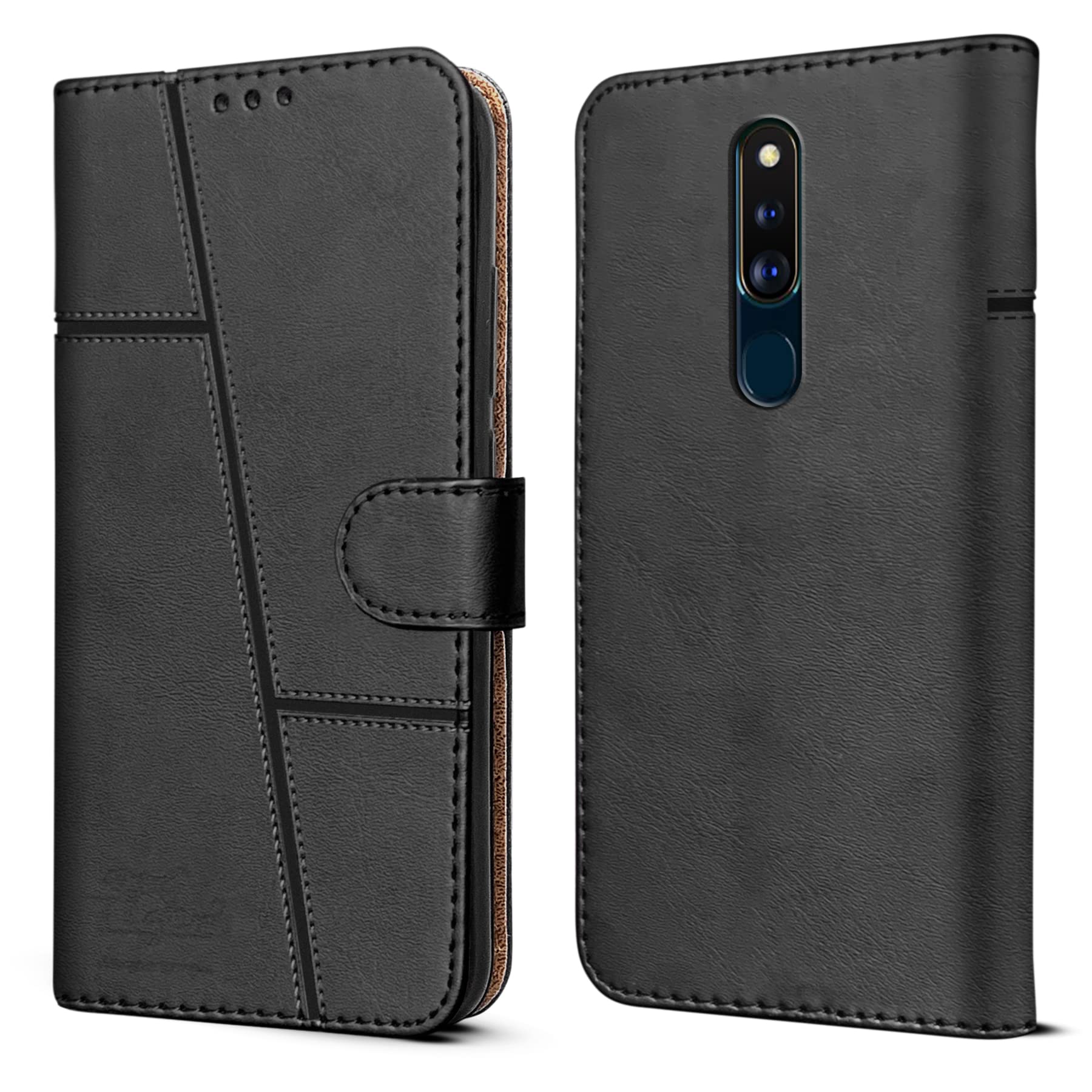 For Oppo F11 Pro Flip Cover Case (Stitched Leather Finish