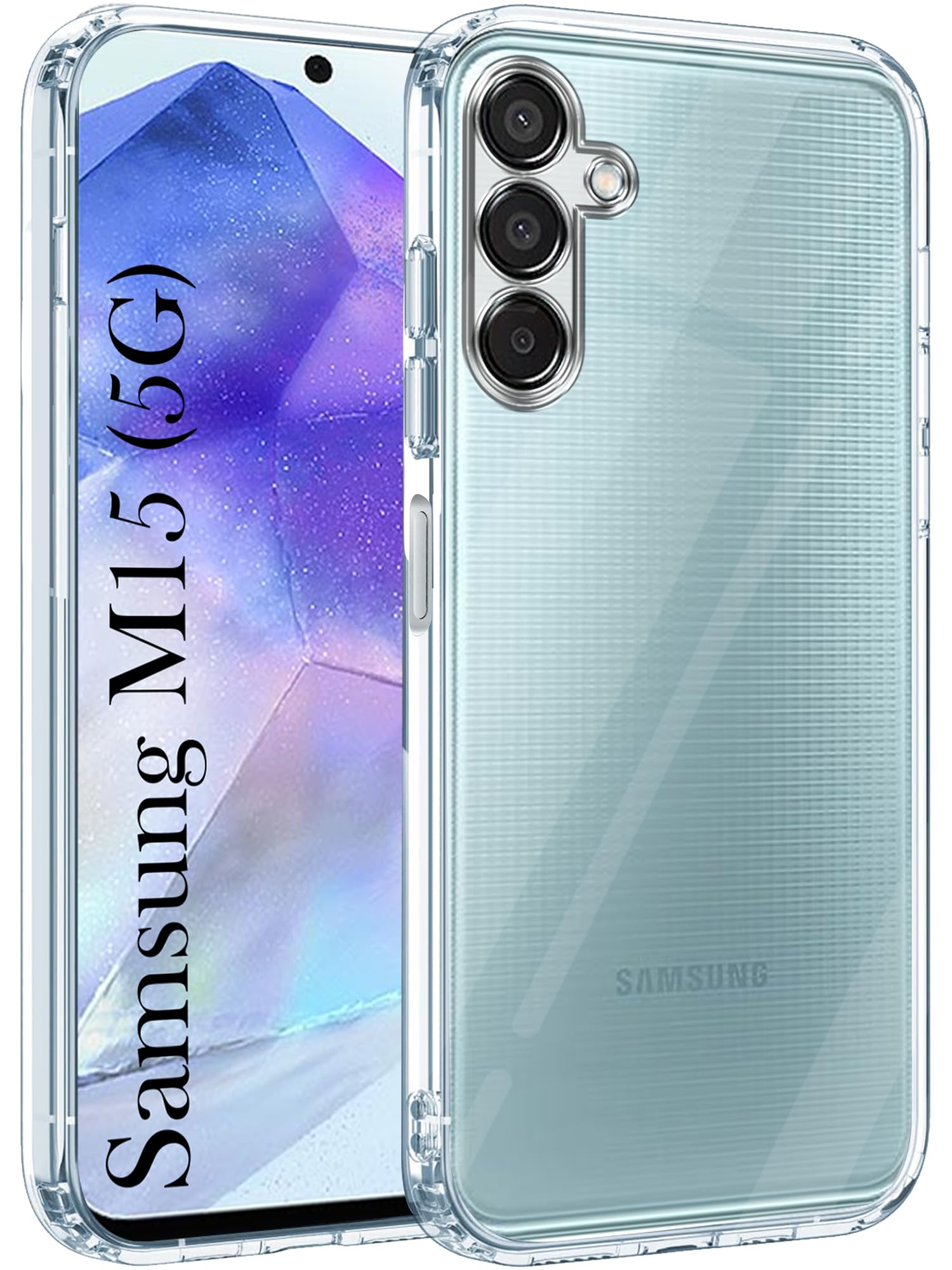For Samsung Galaxy M15 5G Back Cover (Silicone Clear Shockproof Case with Camera Protection | Soft and Flexible | Transparent)