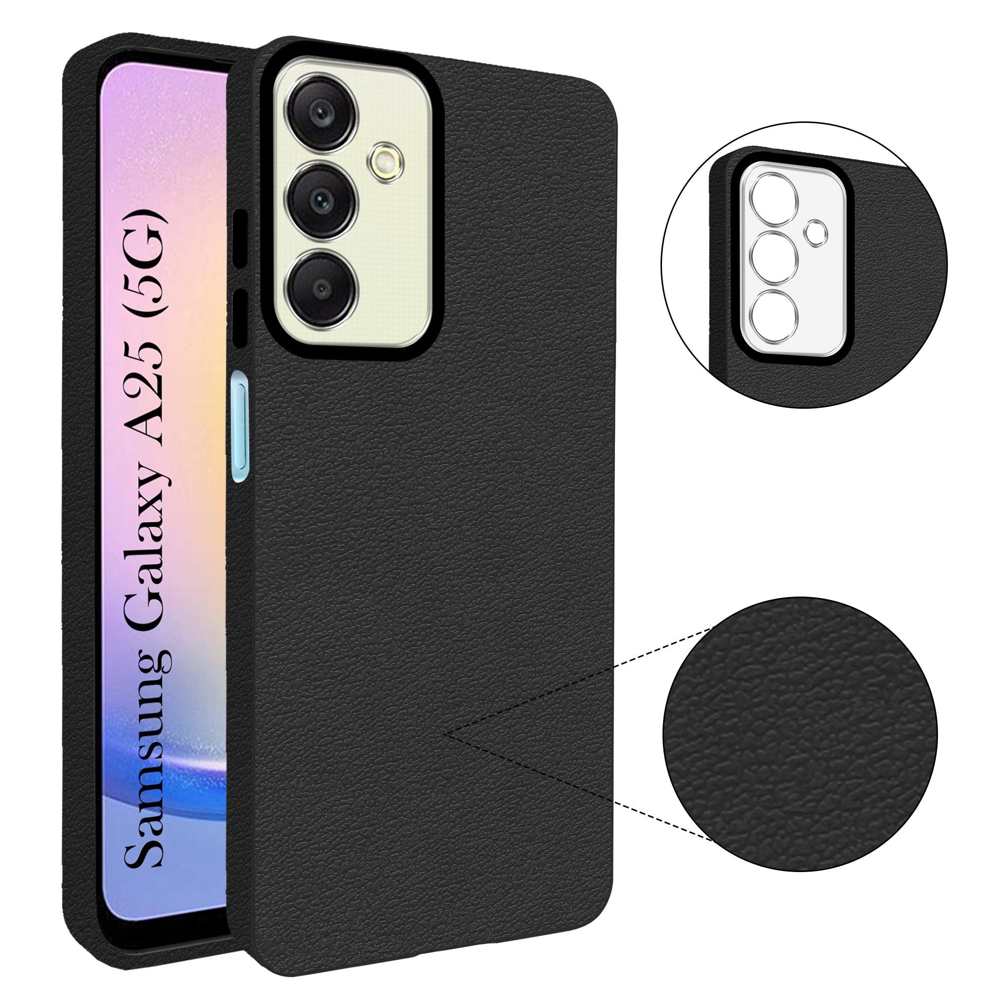 For Samsung Galaxy A25 5G Back Cover Case (Glass Like Camera Protection | Leather Feel | Minimalist Professional Grip)