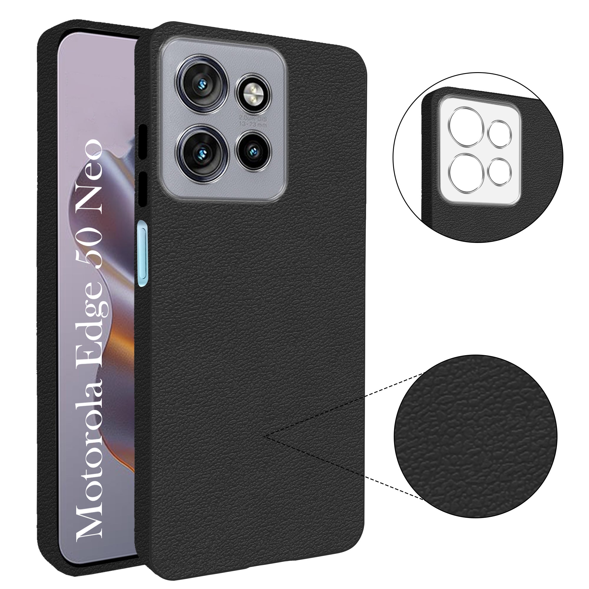 For Motorola Moto Edge 50 Neo Back Cover Case (Glass Like Camera Protection | Leather Feel | Minimalist Professional Grip)