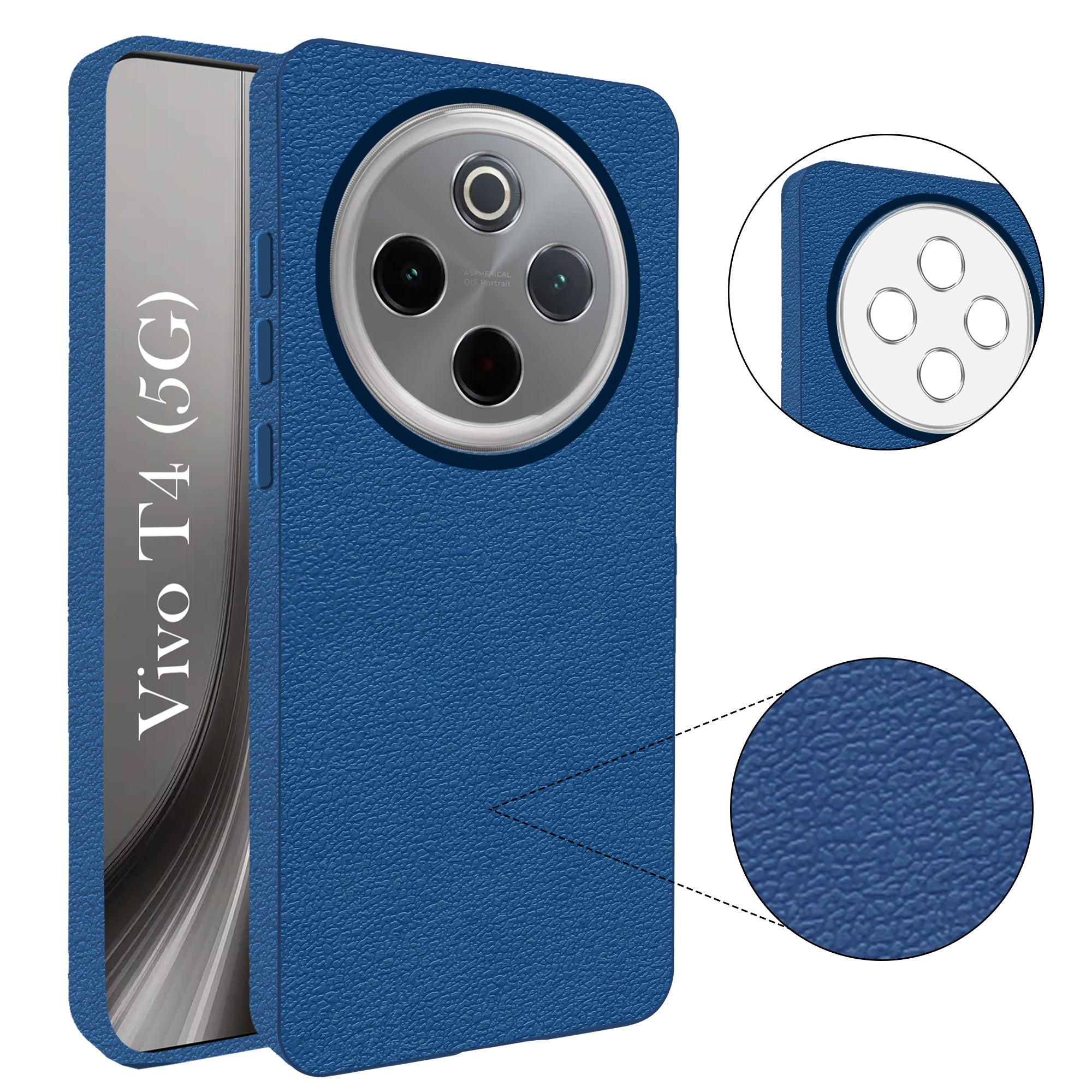 For Vivo T4 Back Cover Case (Glass Like Camera Protection | Leather Feel | Minimalist Professional Grip)