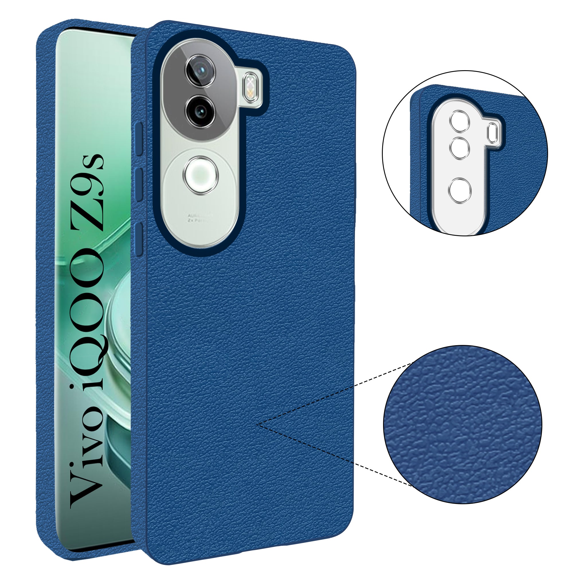 For Vivo iQOO Z9s Back Cover Case (Glass Like Camera Protection | Leather Feel | Minimalist Professional Grip)