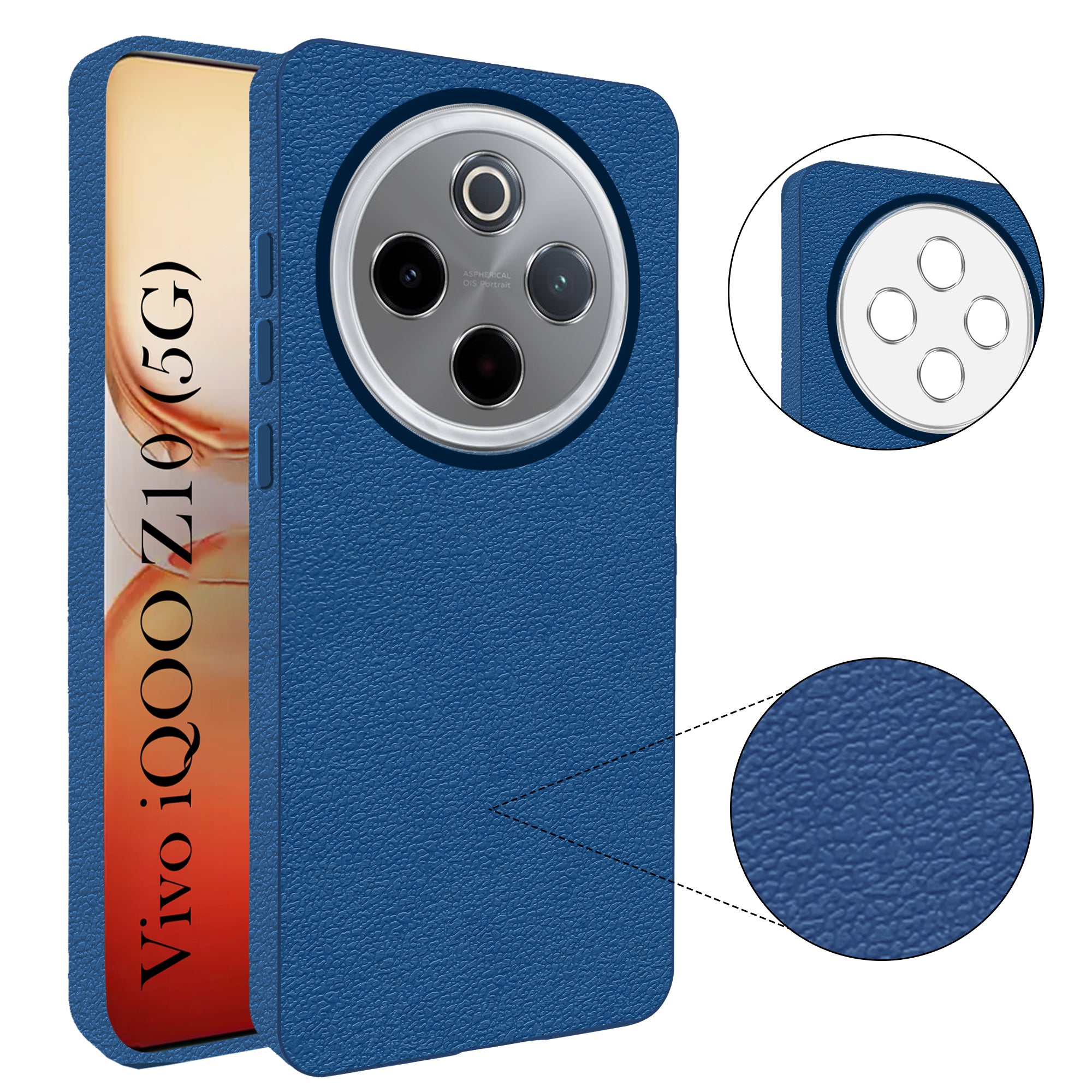 For Vivo iQOO Z10 Back Cover Case (Glass Like Camera Protection | Leather Feel | Minimalist Professional Grip)