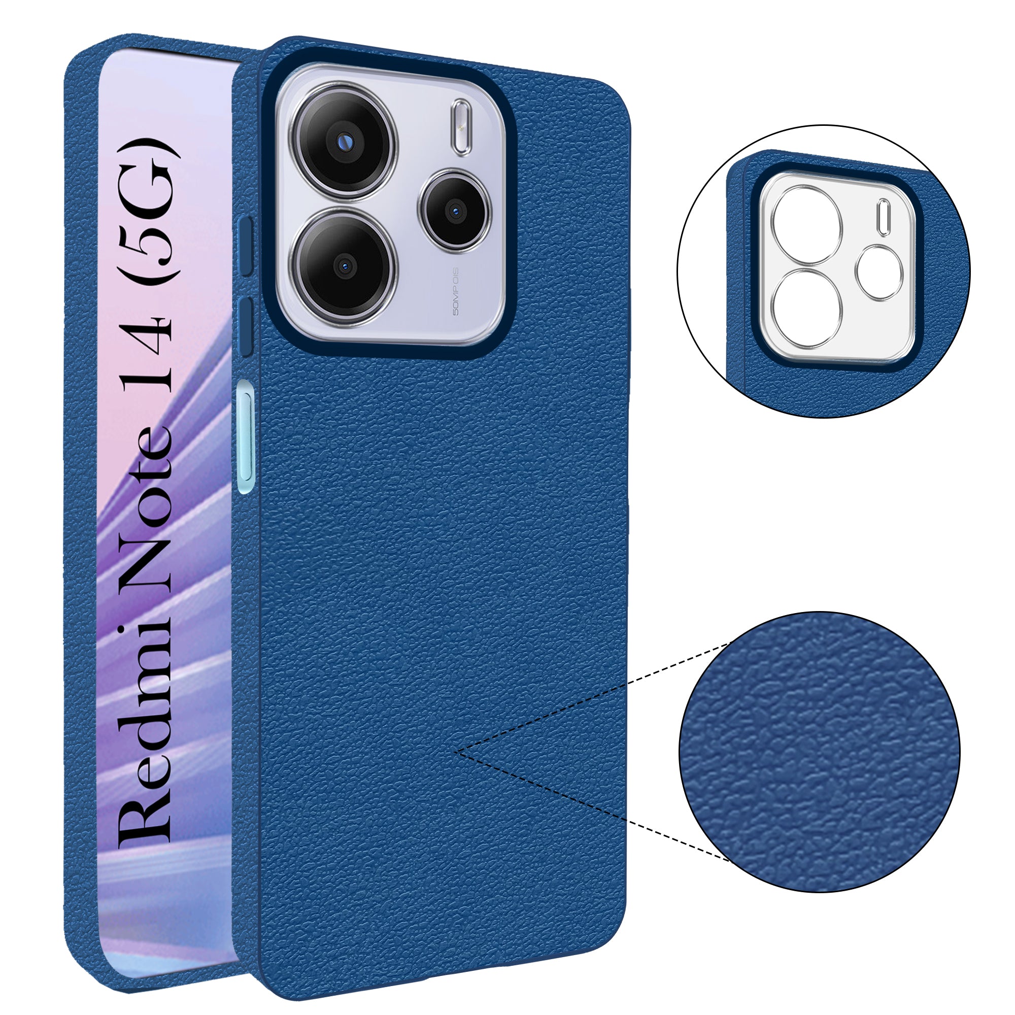 For Redmi Note 14 5G | Redmi Note 14 SE Back Cover Case (Glass Like Camera Protection | Leather Feel | Minimalist Professional Grip)
