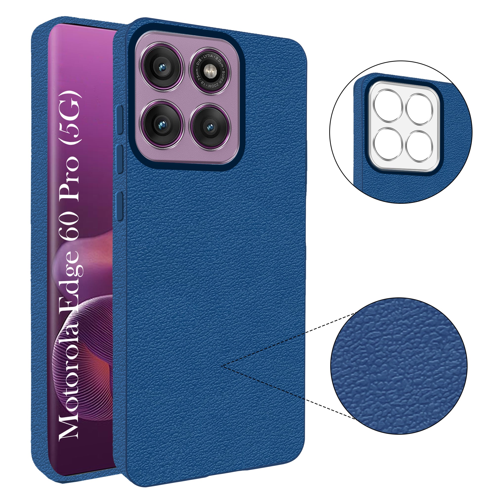 For Motorola Moto Edge 60 Pro Back Cover Case (Glass Like Camera Protection | Leather Feel | Minimalist Professional Grip)