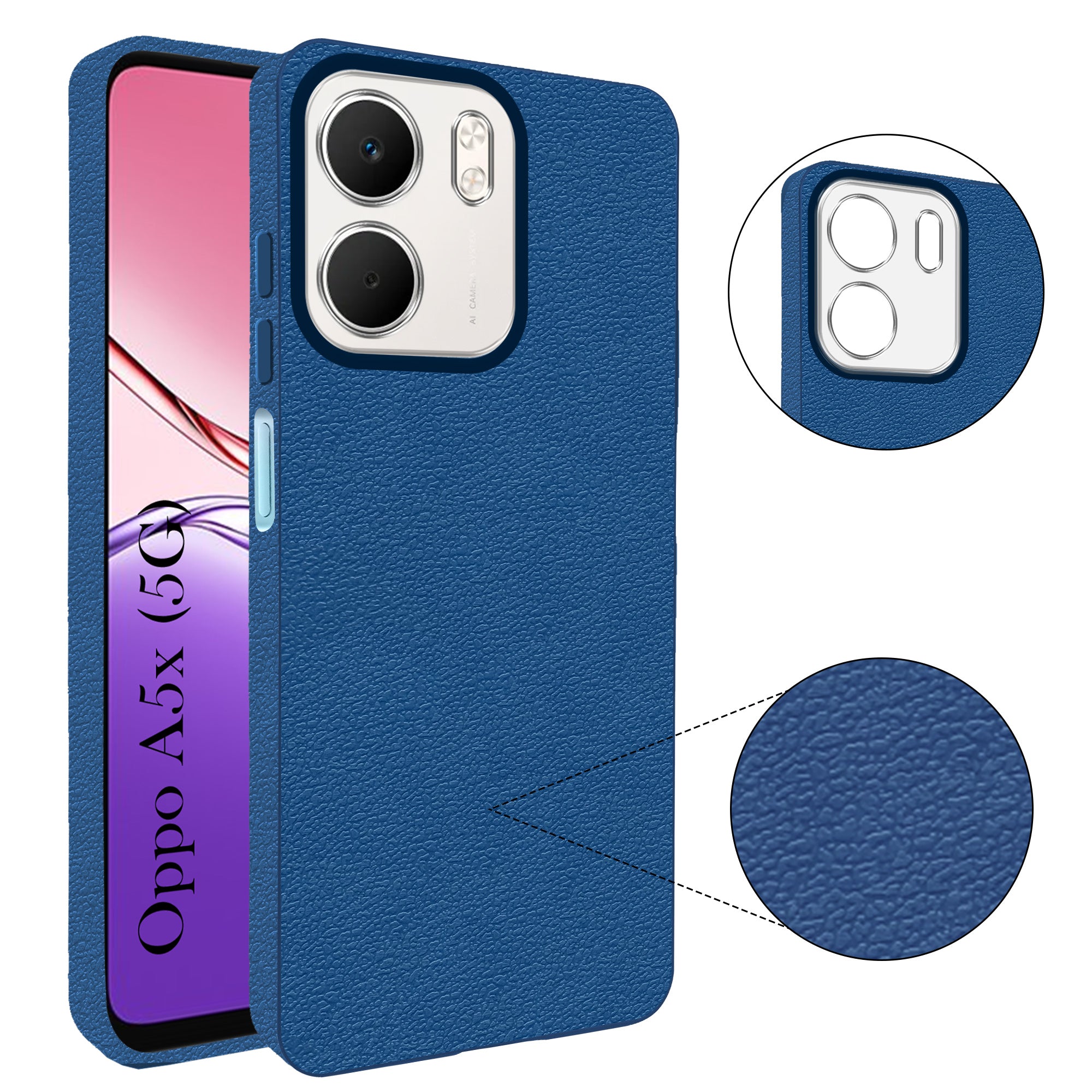 For Oppo A5X Back Cover Case (Glass Like Camera Protection | Leather Feel | Minimalist Professional Grip)