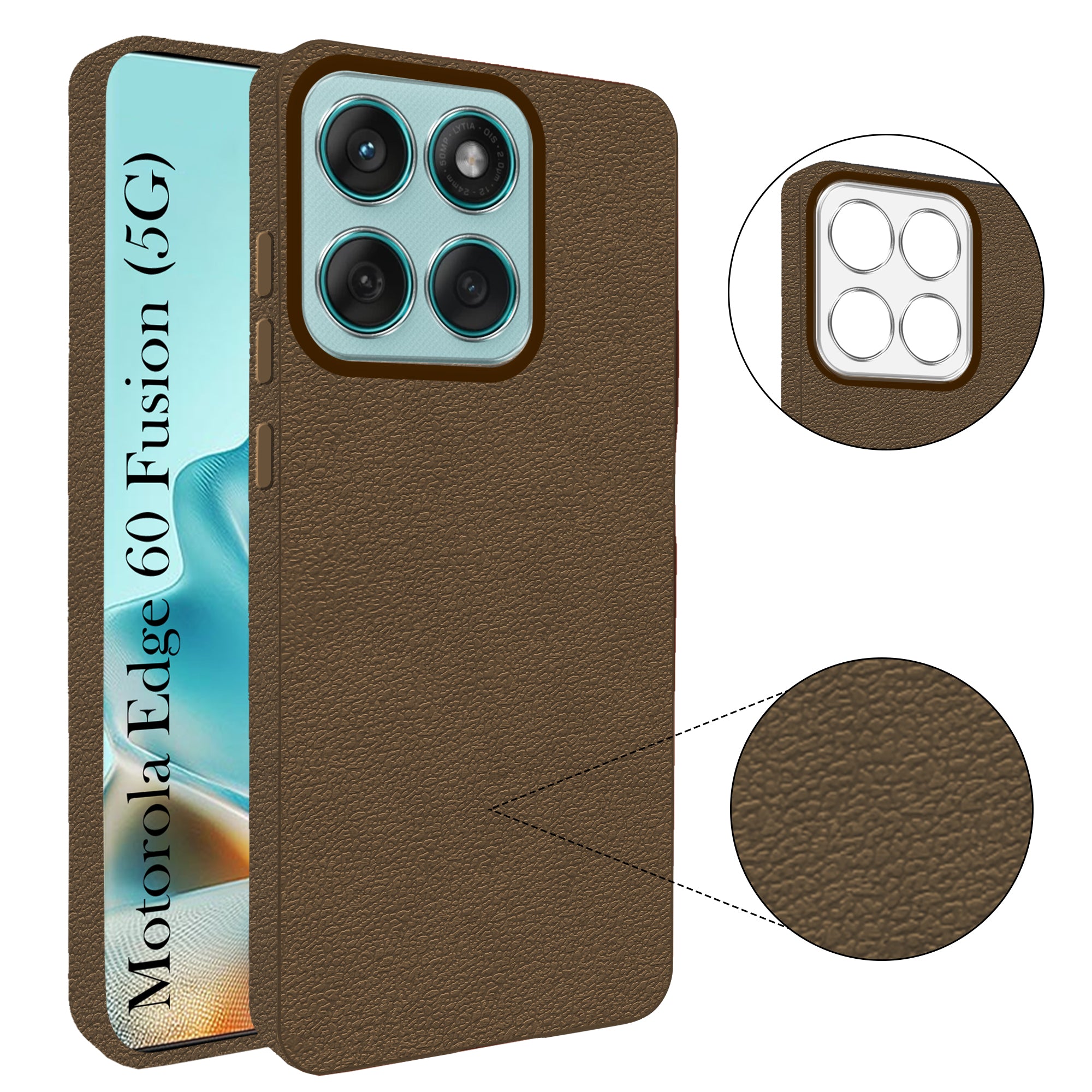 For Motorola Moto Edge 60 Fusion Back Cover Case (Glass Like Camera Protection | Leather Feel | Minimalist Professional Grip)