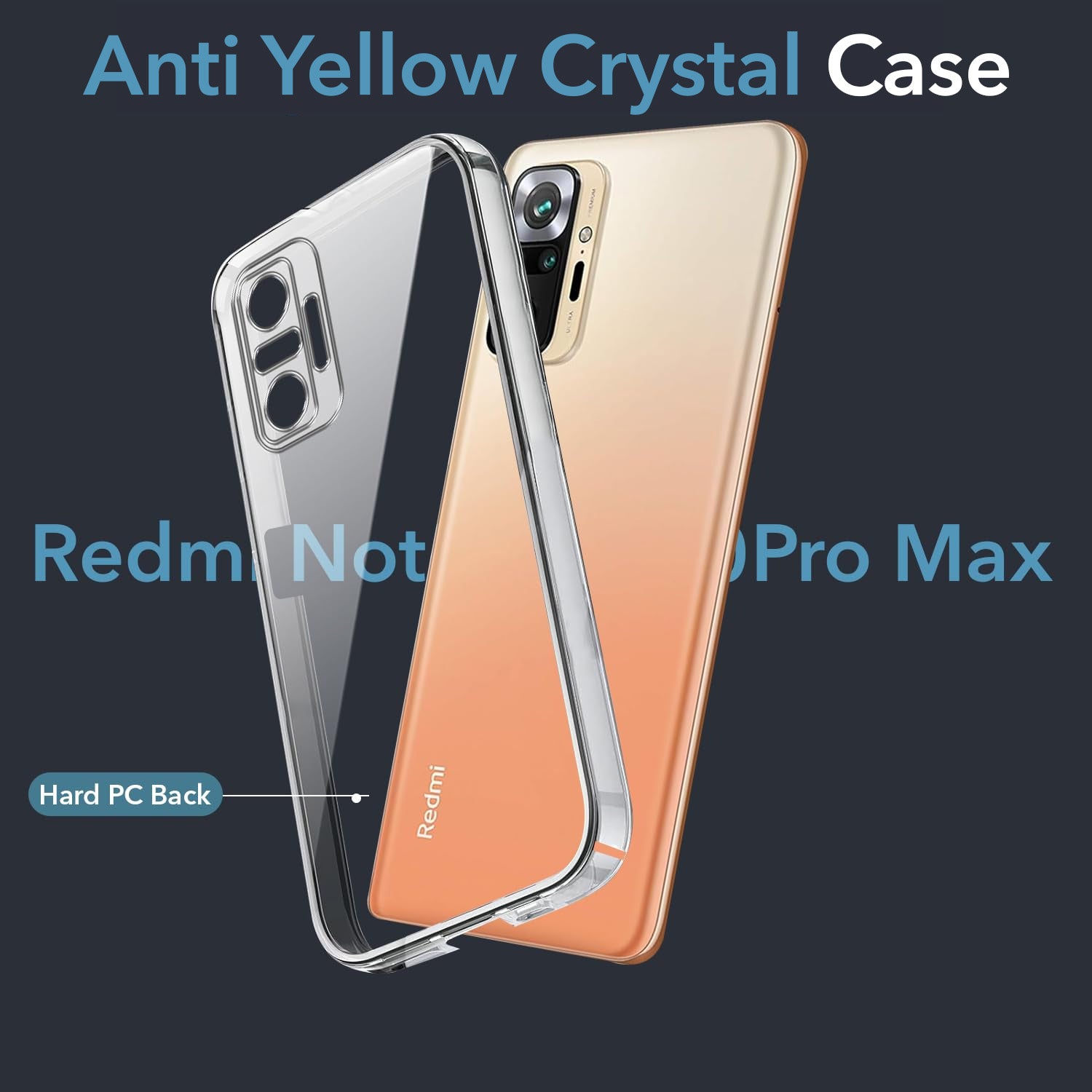 For Xiaomi Mi Redmi Note 10 Pro | 10 Pro Max BackCase (Hard Anti Yellow Clear Case | Drop & Camera Protection | Shockproof Polycarbonate)