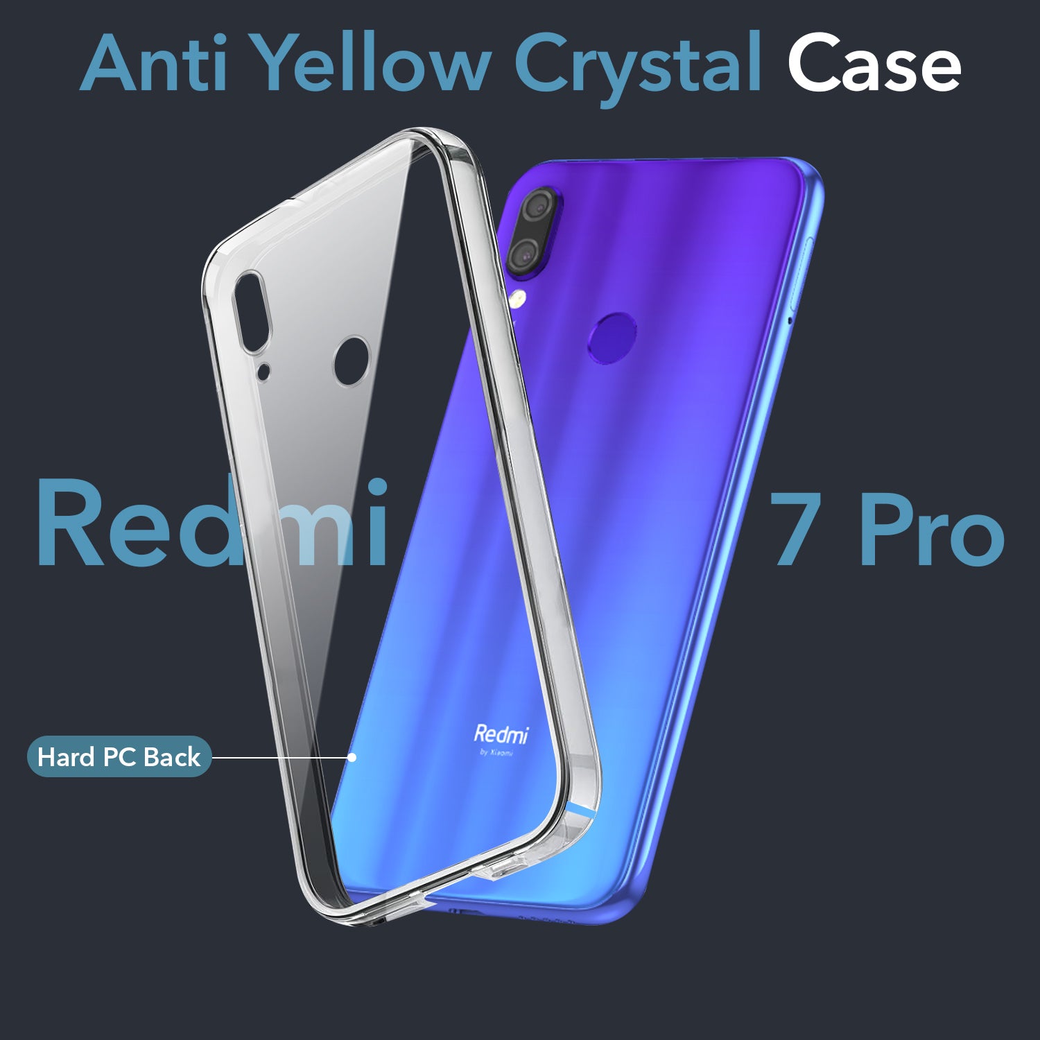 For Redmi Note 7 | Note 7S | Note 7 Pro Back Cover Case (Hard Anti Yellow Clear Case | Drop & Camera Protection | Shockproof Polycarbonate)