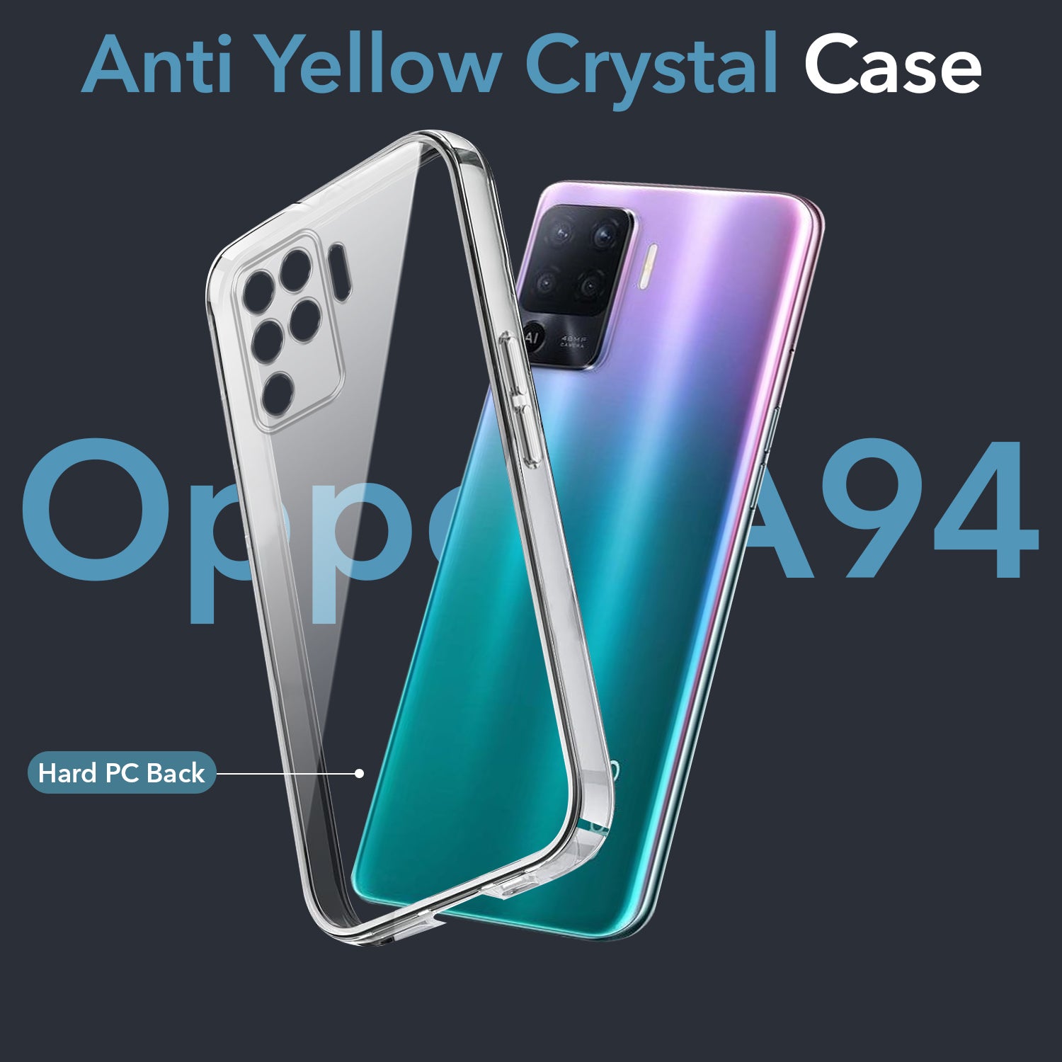 For Oppo A94 4G Back Cover Case (Hard Anti Yellow Clear Case | Drop & Camera Protection | Shockproof Polycarbonate)
