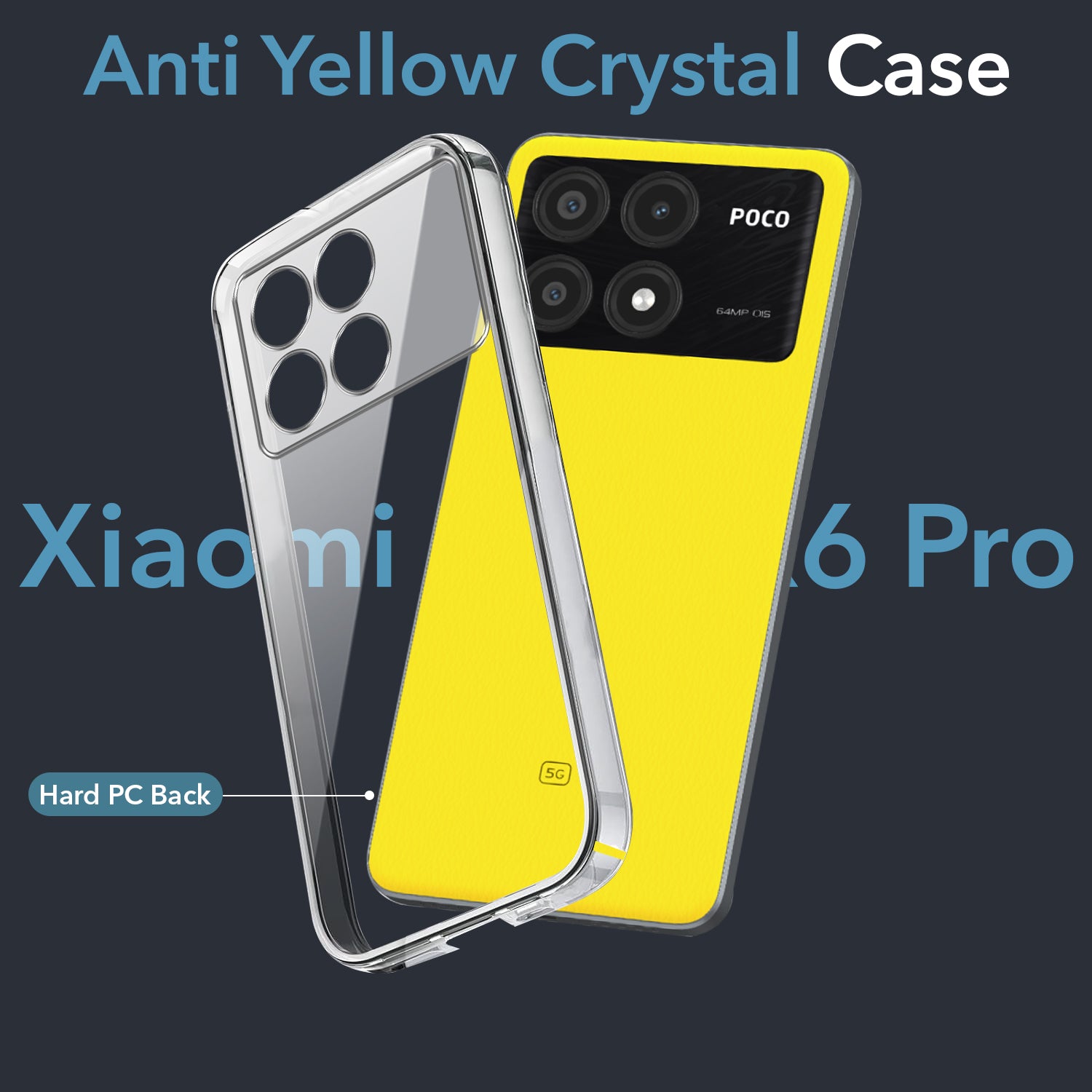 For Poco X6 Pro 5G Back Cover Case (Hard Anti Yellow Clear Case