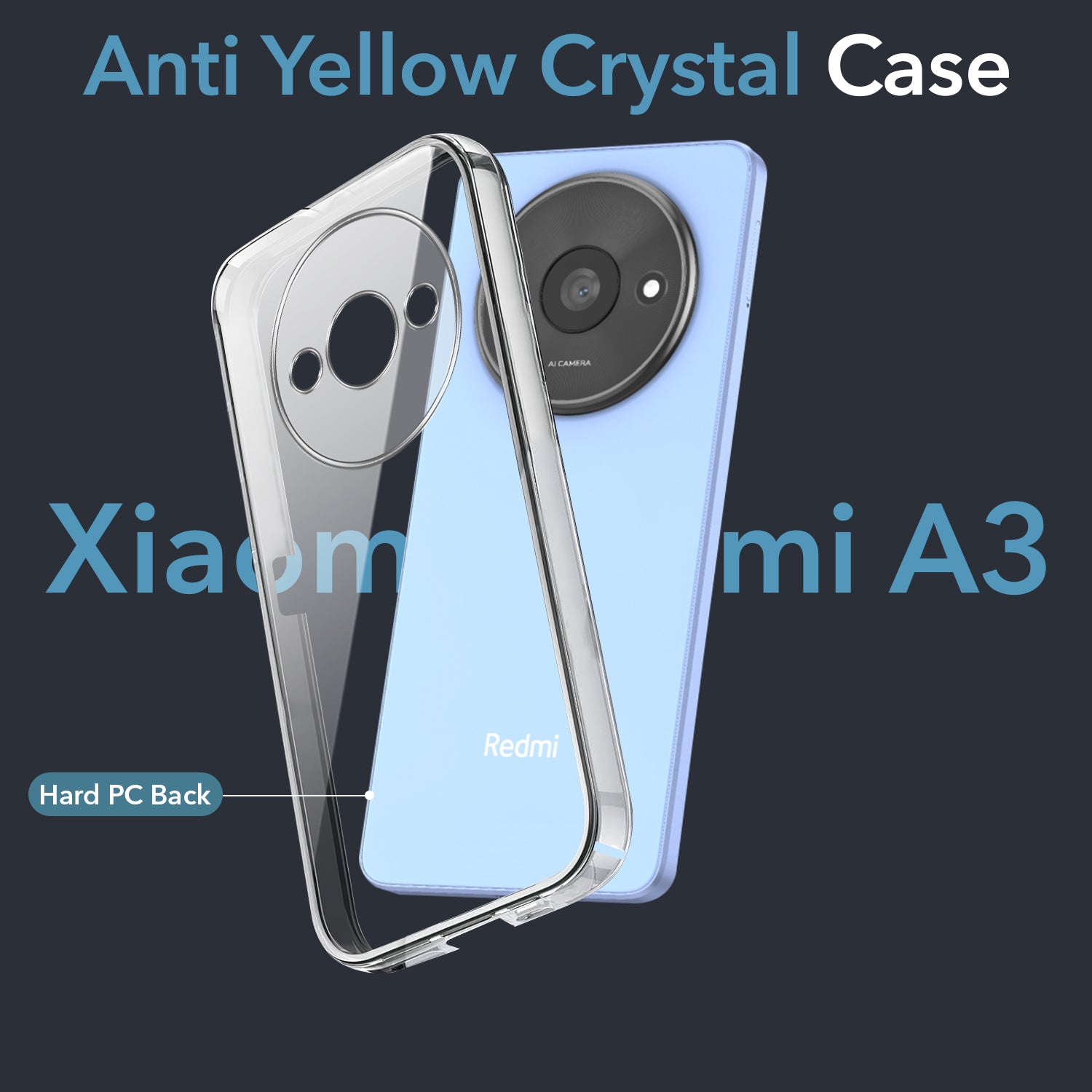 For Xiaomi Redmi A3 2024 Back Cover Case (Hard Anti Yellow Clear Case | Drop & Camera Protection | Shockproof Polycarbonate)
