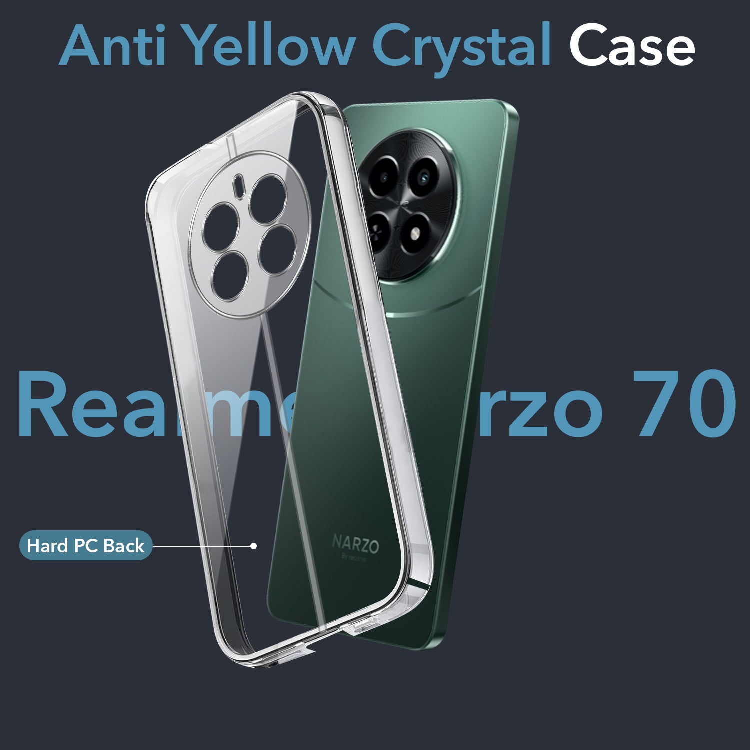 For Realme Narzo 70 5G Back Cover Case (Hard Anti Yellow Clear Case | Drop & Camera Protection | Shockproof Polycarbonate)