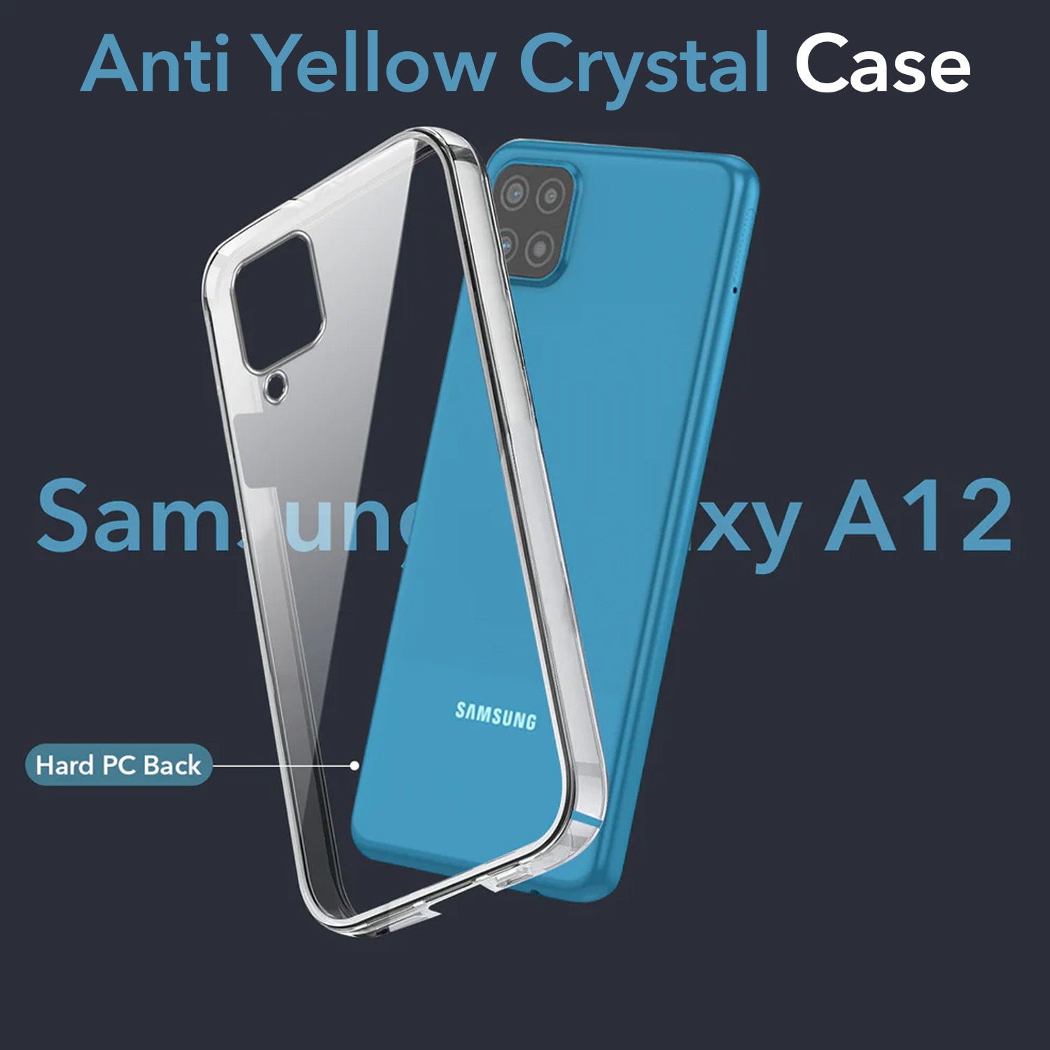 For Samsung Galaxy A12 Back Cover (Hard Anti Yellow Clear Case | Drop & Camera Protection | Shockproof Polycarbonate)