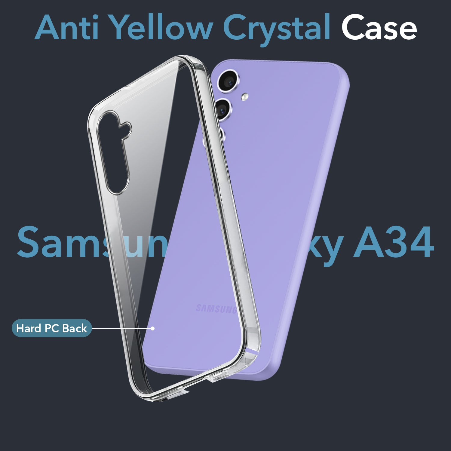 For Samsung Galaxy A34 5G Back Cover Case (Hard Anti Yellow Clear Case | Drop & Camera Protection | Shockproof Polycarbonate)
