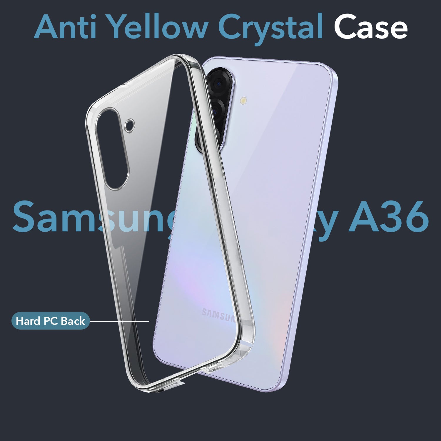 For Samsung Galaxy A36 5G Back Cover Case (Hard Anti Yellow Clear Case | Sleek Hard Crystal Clear | Drop & Camera Protection | Shockproof Polycarbonate)