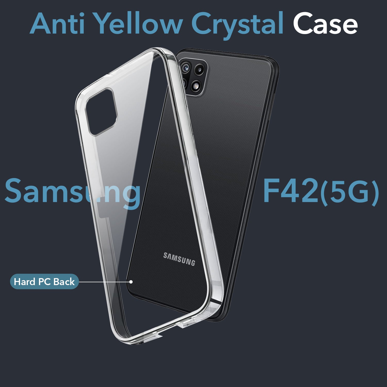 For Samsung Galaxy F42 5G Back Cover Case (Hard Anti Yellow Clear Case | Drop & Camera Protection | Shockproof Polycarbonate)