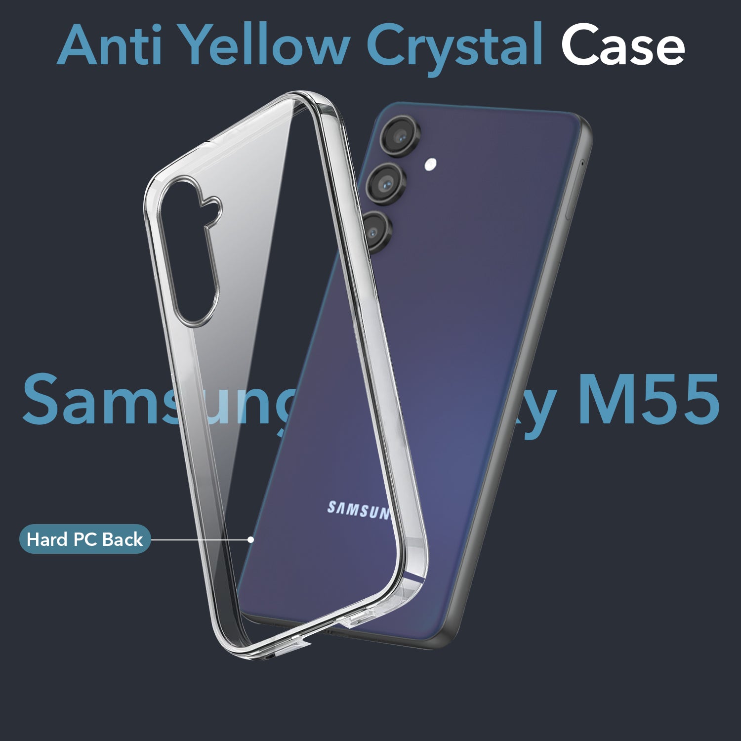 For Samsung Galaxy M55 5G | F55 5G Back Cover (Hard Anti Yellow Clear Case | Drop & Camera Protection | Shockproof Polycarbonate)