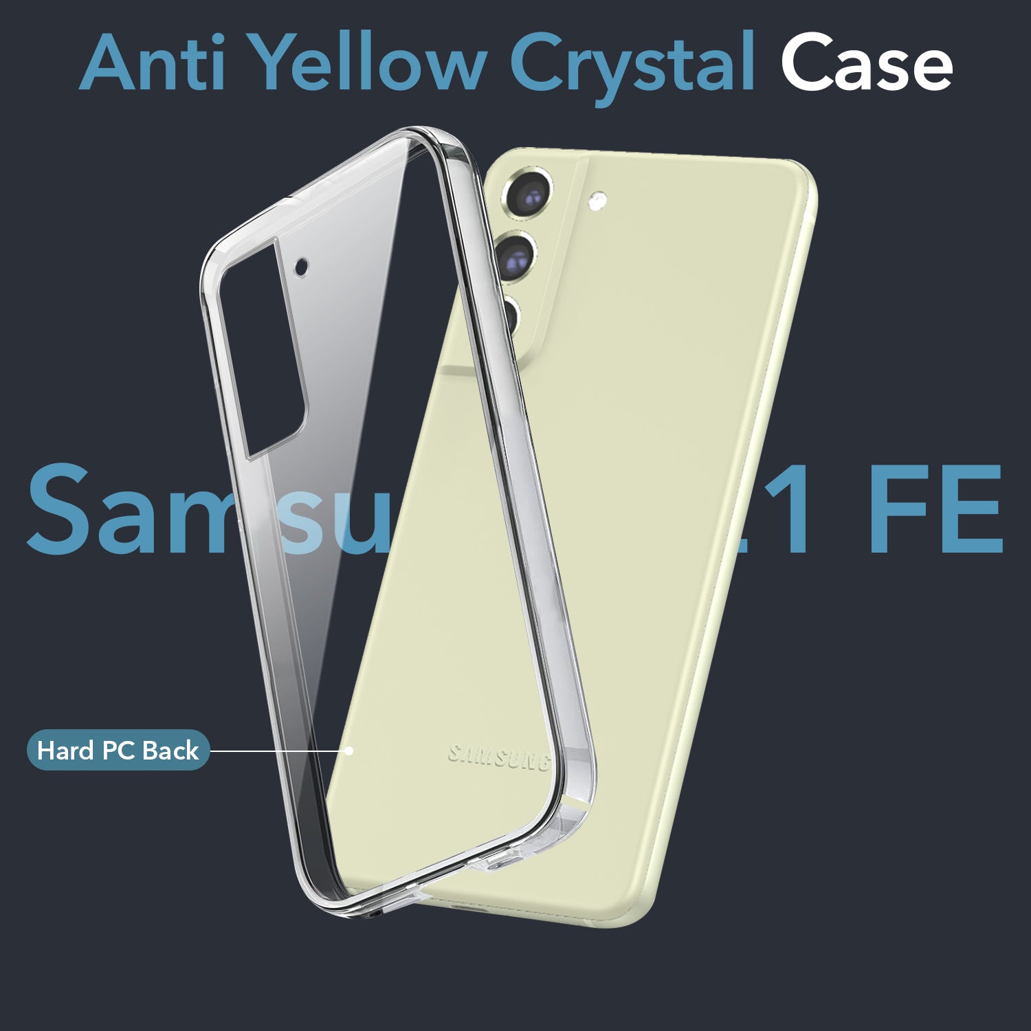 For Samsung Galaxy S21 FE 5G Back Cover Case (Hard Anti Yellow Clear Case | Drop & Camera Protection | Shockproof Polycarbonate)