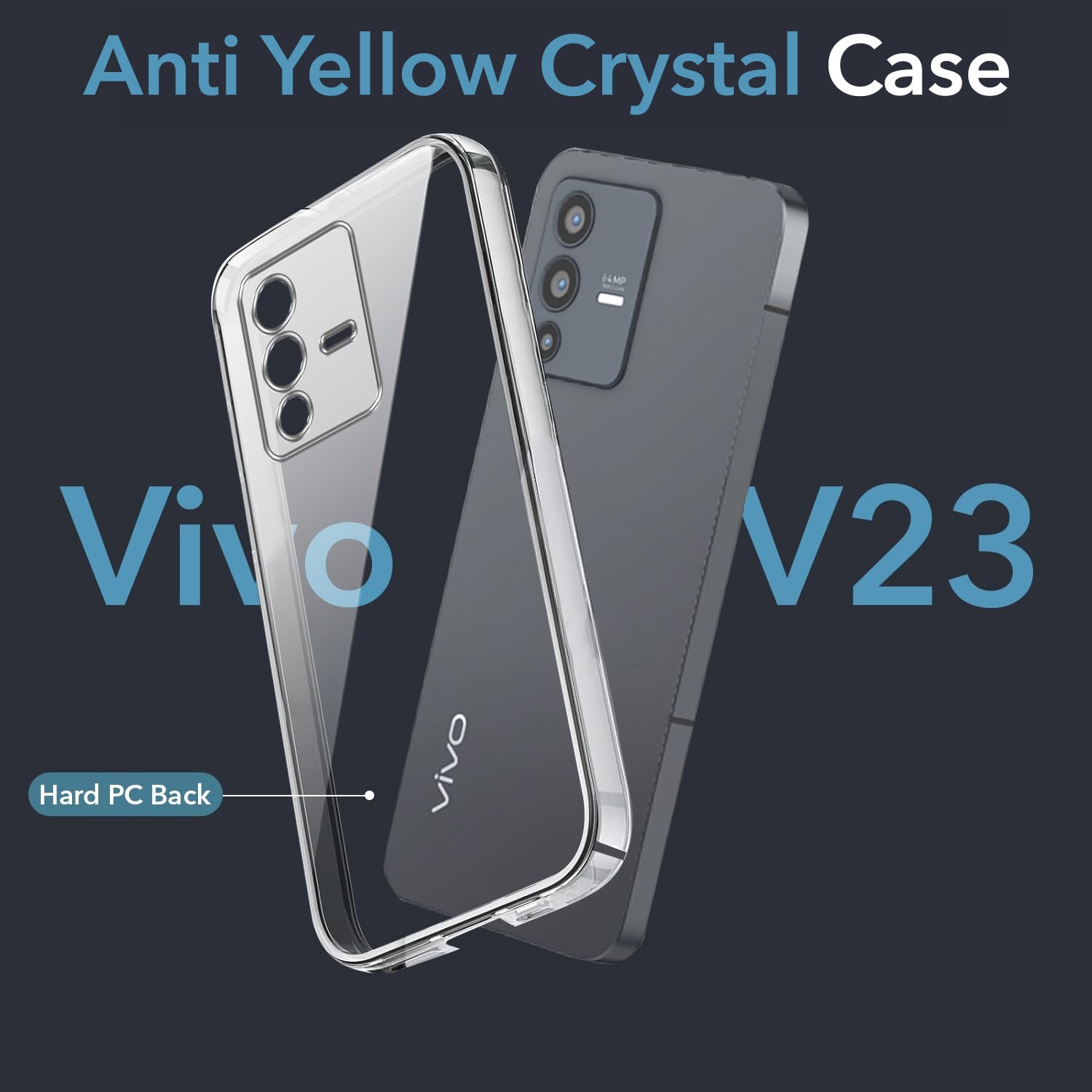 For Vivo V23 5G Back Cover Case (Hard Anti Yellow Clear Case | Drop & Camera Protection | Shockproof Polycarbonate)