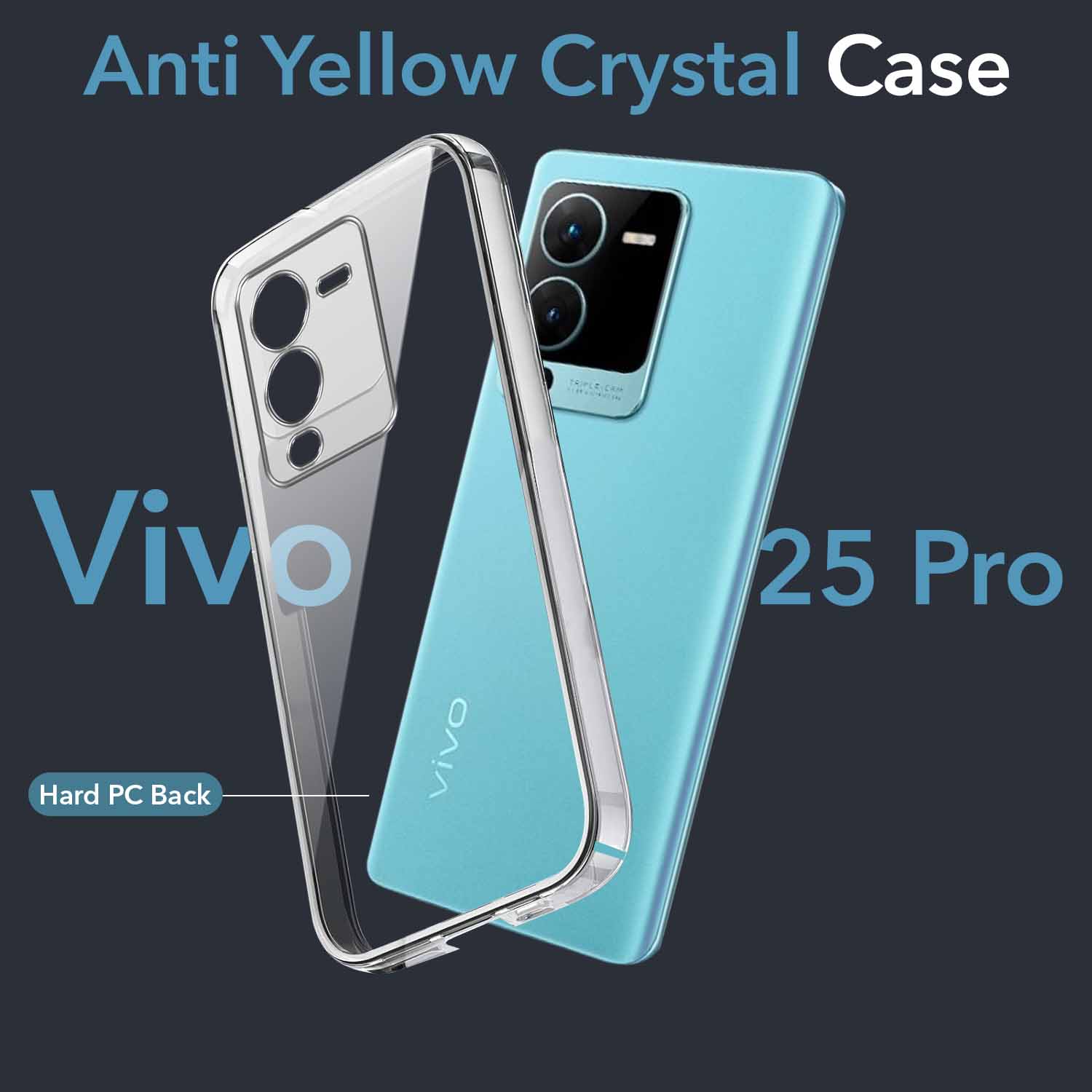 For Vivo V25 Pro Back Cover Case (Hard Anti Yellow Clear Case | Drop & Camera Protection | Shockproof Polycarbonate)