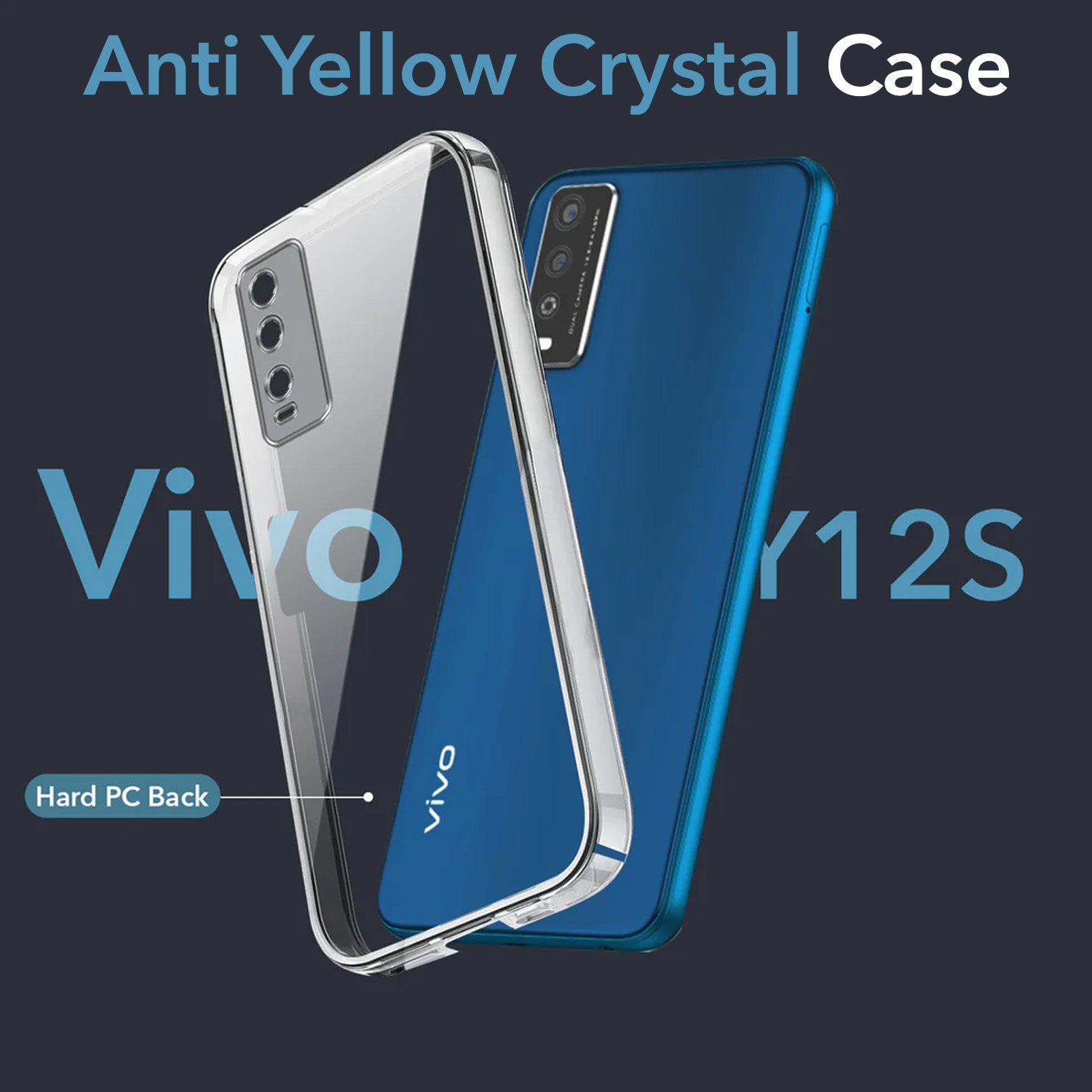 For Vivo Y12s Y12s 2021 Back Cover Case (Hard Anti Yellow Clear