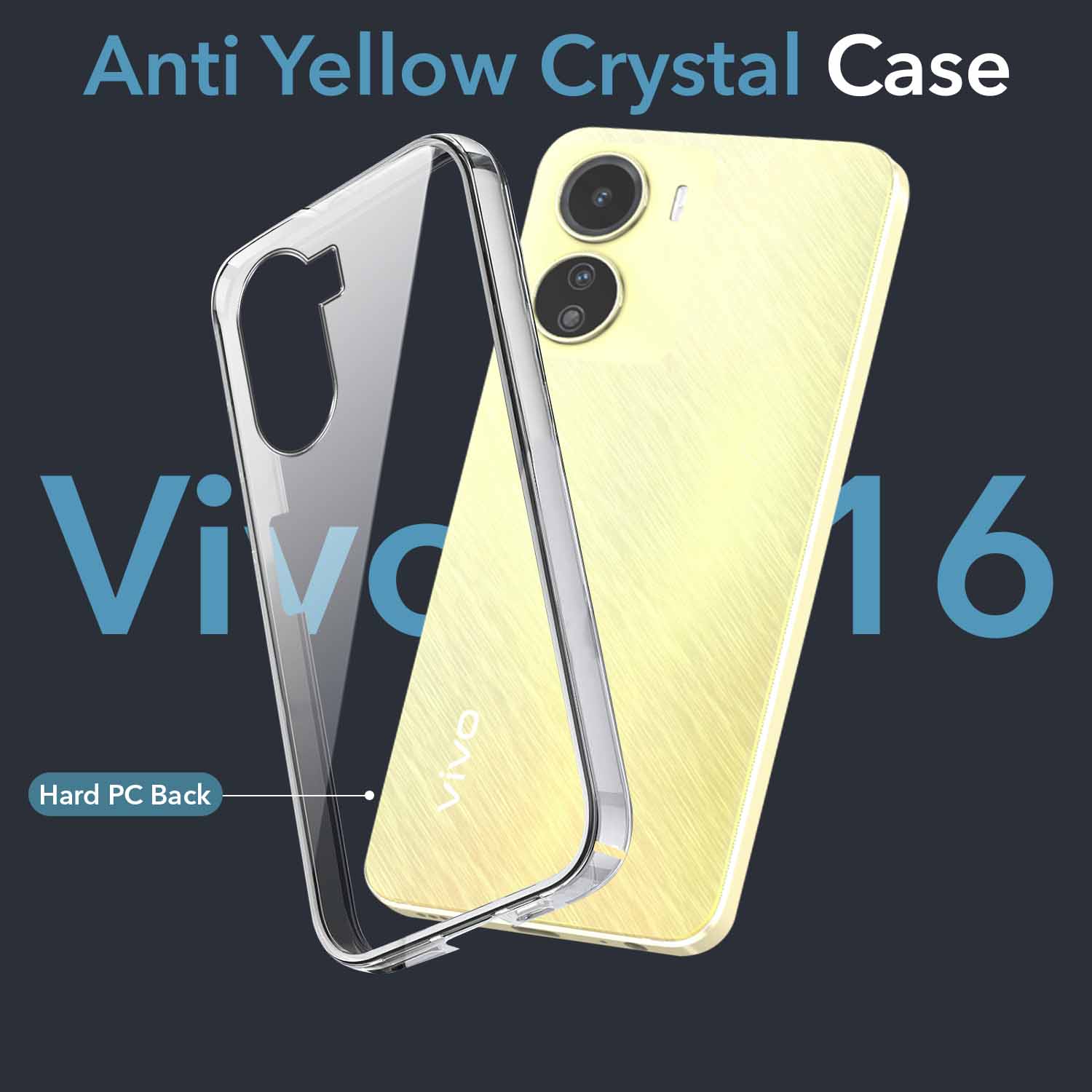 For Vivo Y16 Back Cover Case (Hard Anti Yellow Clear Case | Drop & Camera Protection | Shockproof Polycarbonate)