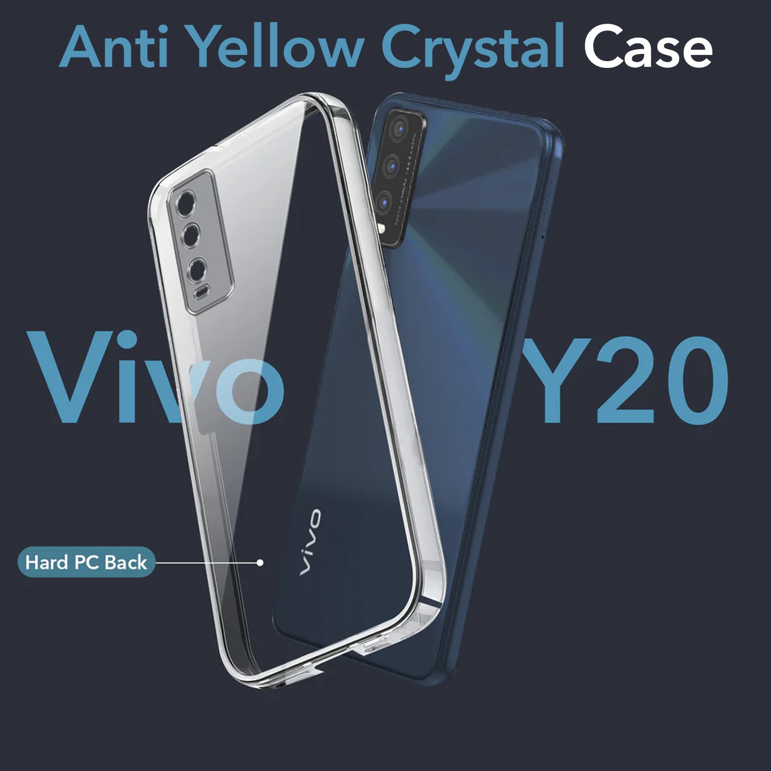 For Vivo Y20 Y20i Back Cover Case (Hard Anti Yellow Clear Case