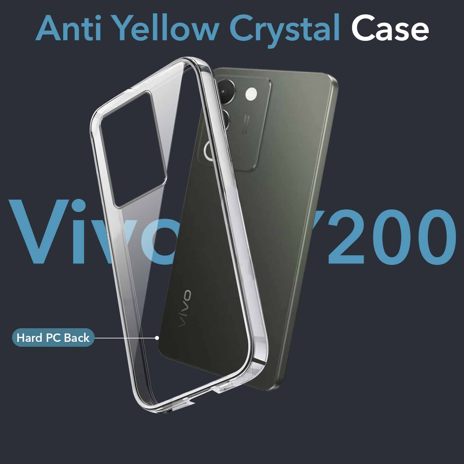 For Vivo Y200 Back Cover Case (Hard Anti Yellow Clear Case | Drop & Camera Protection | Shockproof Polycarbonate)