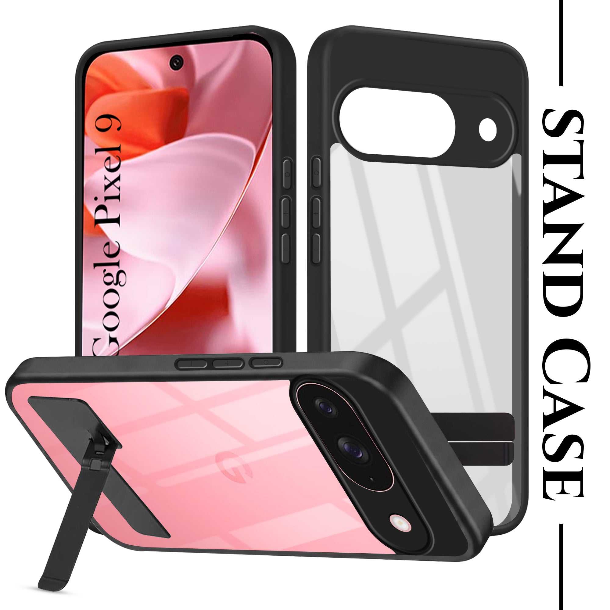 For Google Pixel 9 Back Cover Case (Built-in Stand | Lifetime Anti Yellow | Kickstand Shockproof | Camera Protection | MagSafe Compatible)