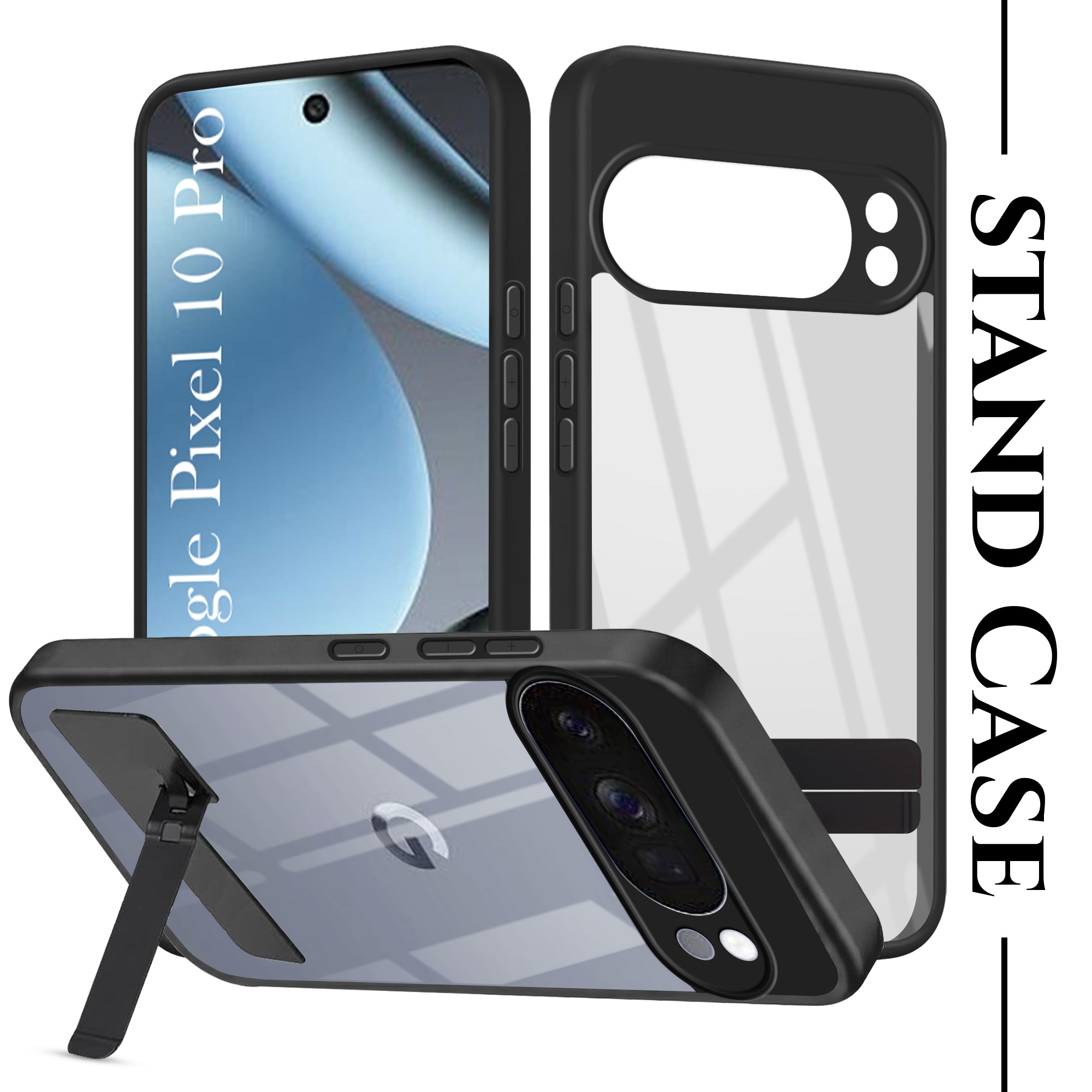 For Google Pixel 10 Pro Back Cover Case (Built-in Stand | Lifetime Anti Yellow | Kickstand Shockproof | Camera Protection | MagSafe Compatible)