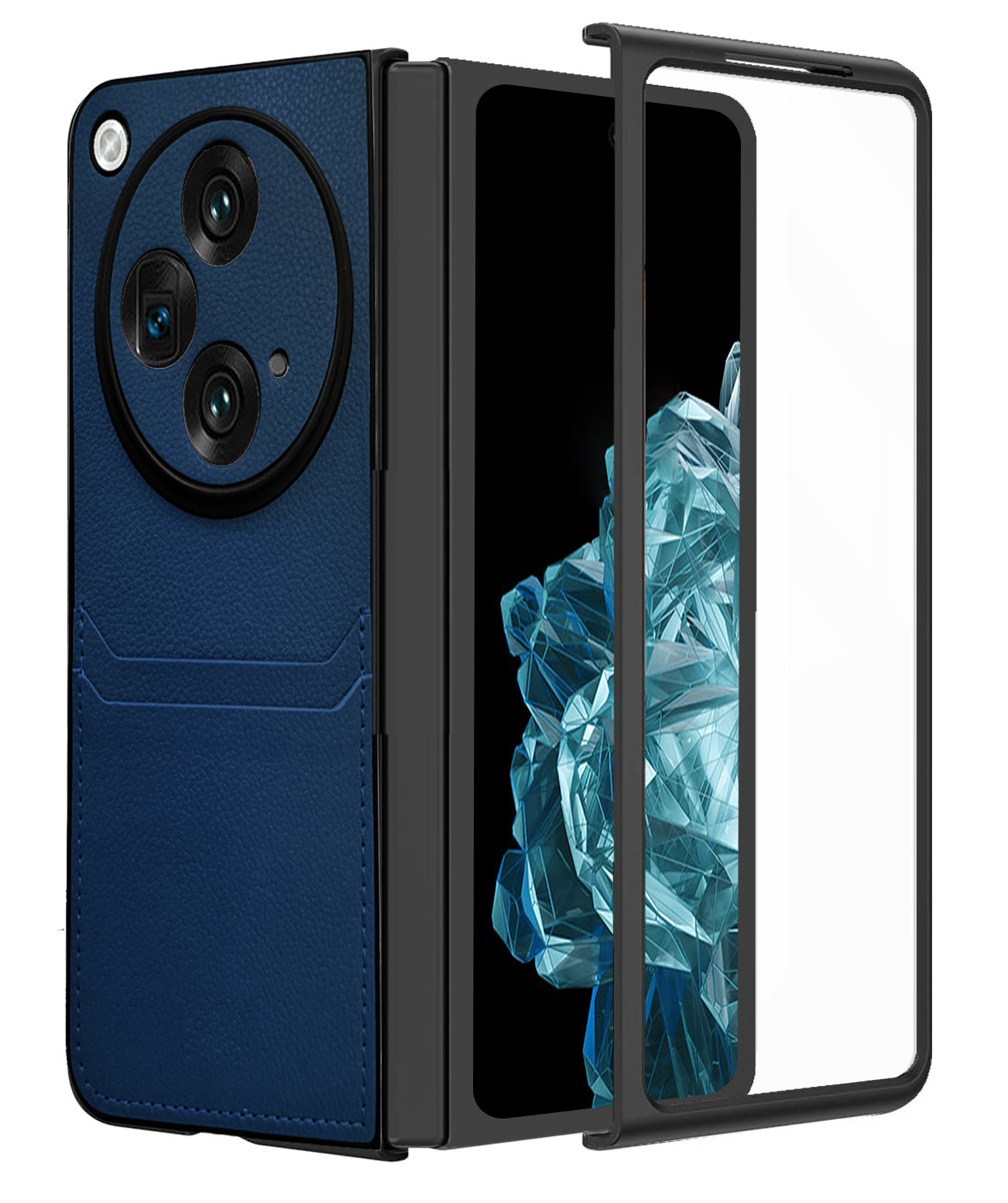 For OnePlus Open Leather Back Case Cover (Full Camera Protection | Card Wallet Slots | Hand Stitched Professional Look)