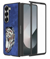 For Samsung Galaxy Z Fold 6 Leather Back Case Cover (Embroidered Modern Look|Designer Funky Vibe)