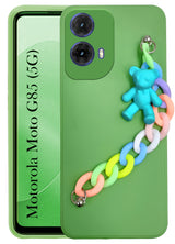 For Motorola Moto G85 5G  Back Cover Girls Case with Bracelet (Wrist Hanging Chain | Teddy Toy Cartoon)
