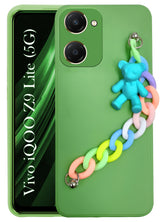 For Vivo iQOO Z9 Lite 5G Back Cover Girls Case with Bracelet (Wrist Hanging Chain | Teddy Toy Cartoon)