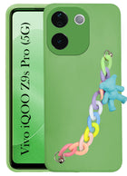 For Vivo iQOO Z9s Pro Back Cover Girls Case with Bracelet (Wrist Hanging Chain | Teddy Toy Cartoon)