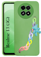 For Realme 13 Back Cover Girls Case with Bracelet (Wrist Hanging Chain | Teddy Toy Cartoon)